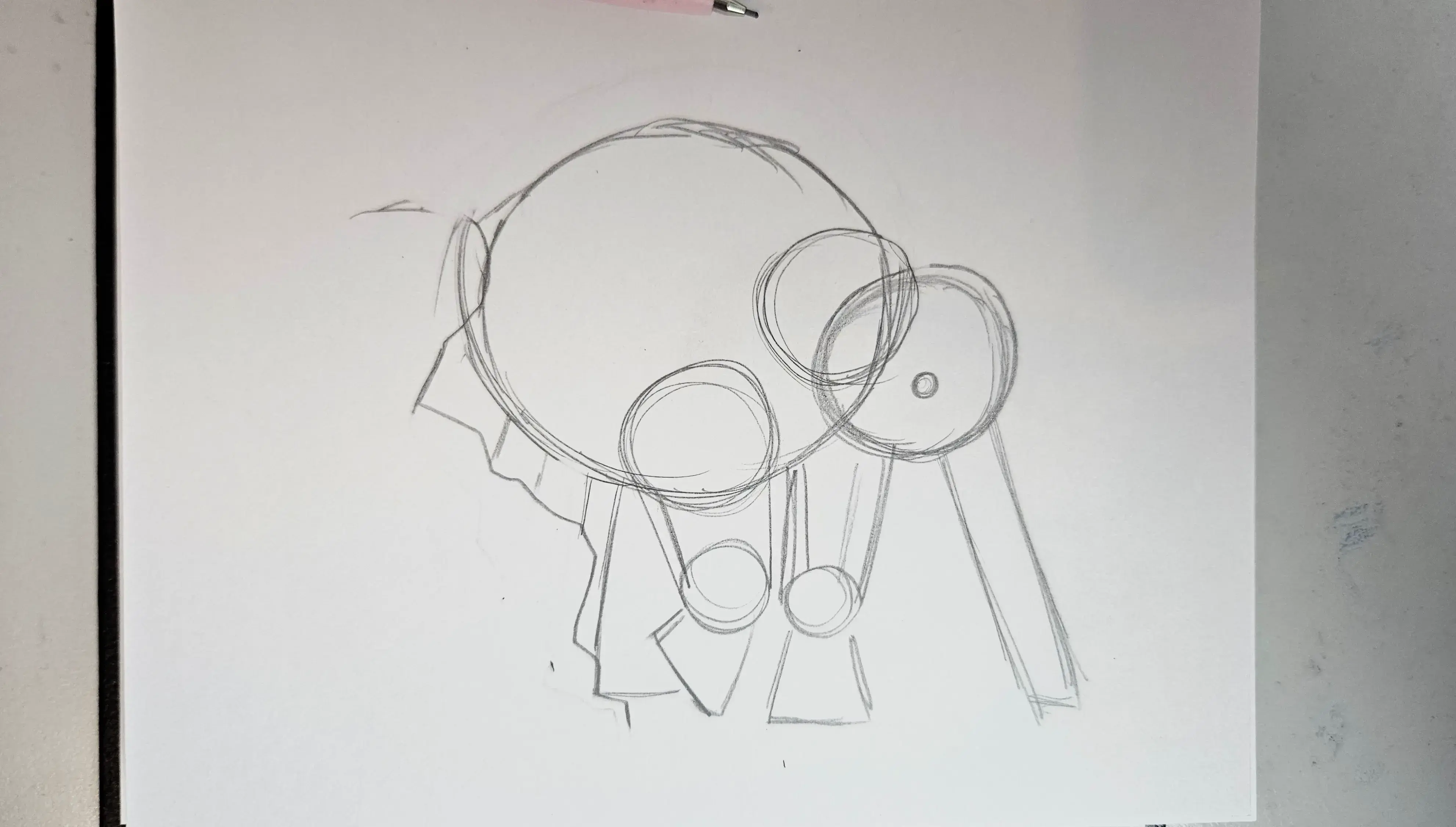 croquis de la base d’un éléphanteau 