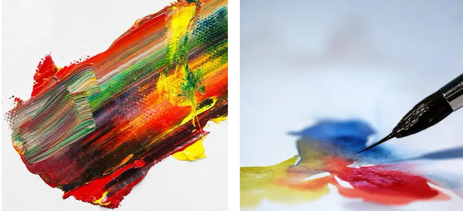 la différence de mélange de couleurs entre l’aquarelle et l’acrylique