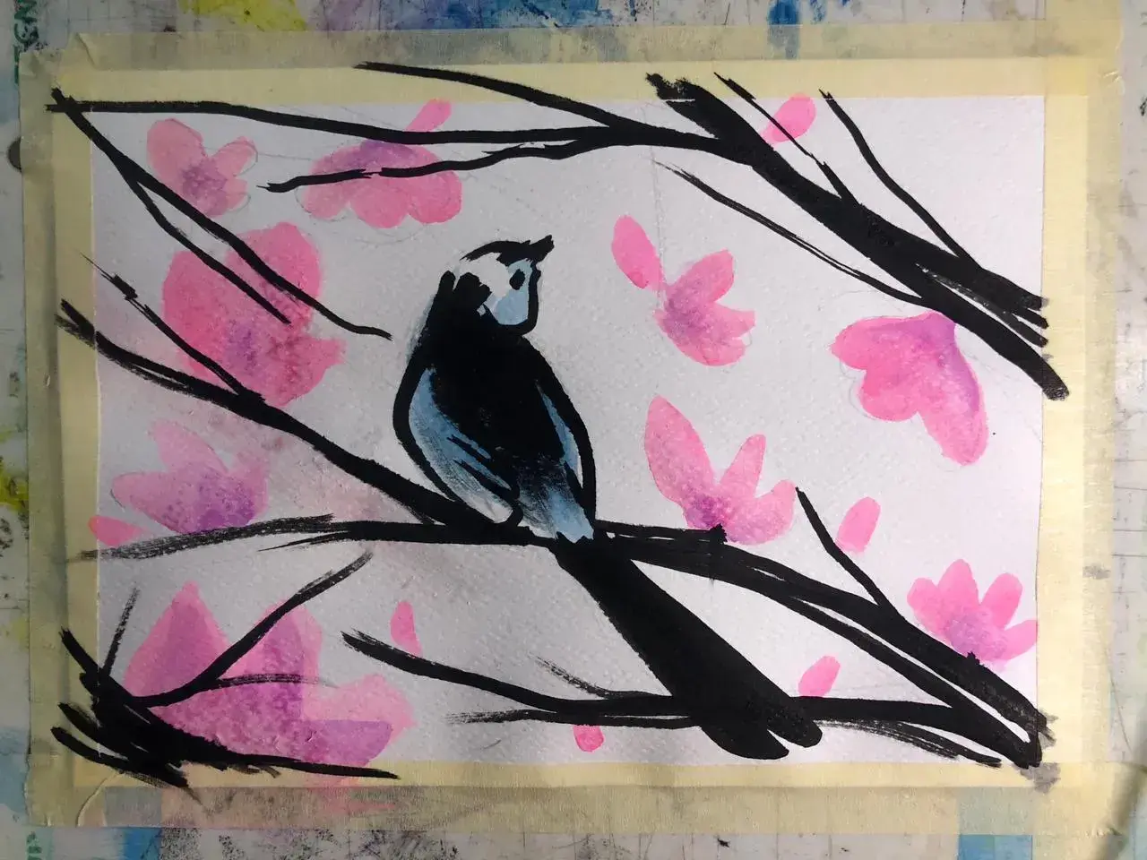 peindre un oiseau à l’encre de chine