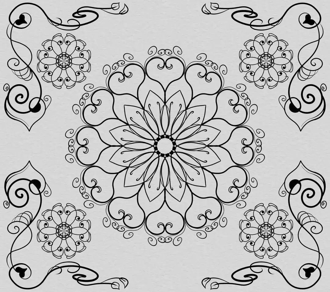 dessin d’une arabesque en rosace