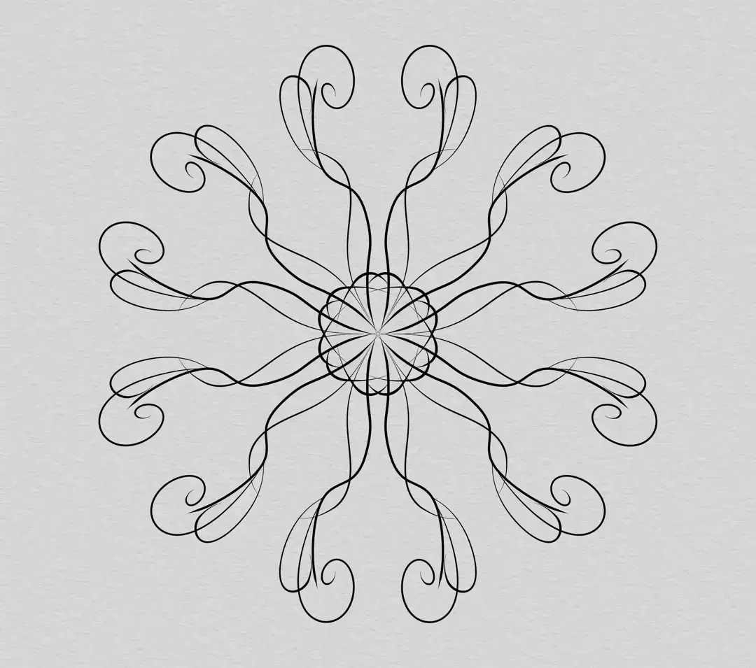 dessin des courbes d’une arabesque en rosace