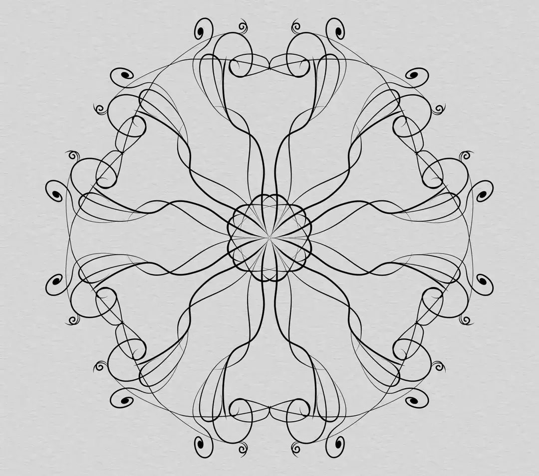 dessin des motifs d’une arabesque en rosace