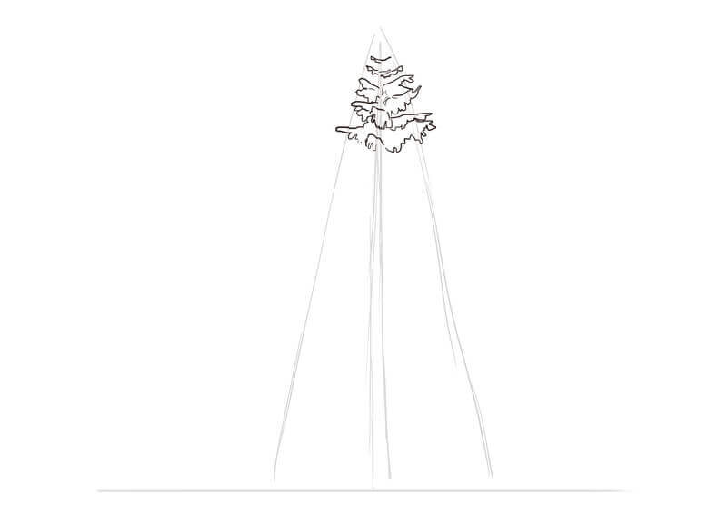 Dessin du feuillage du sapin, étape 2
