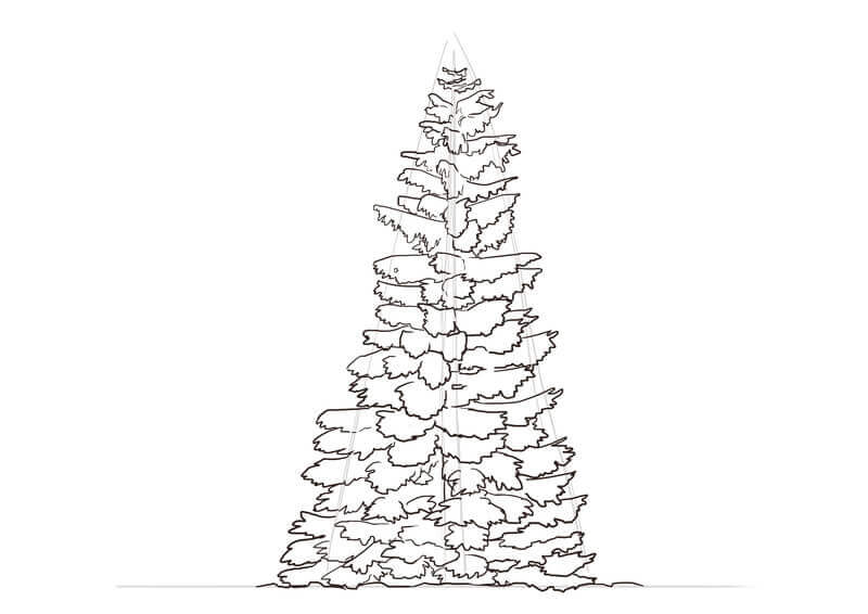 Dessin du feuillage du sapin, étape 3