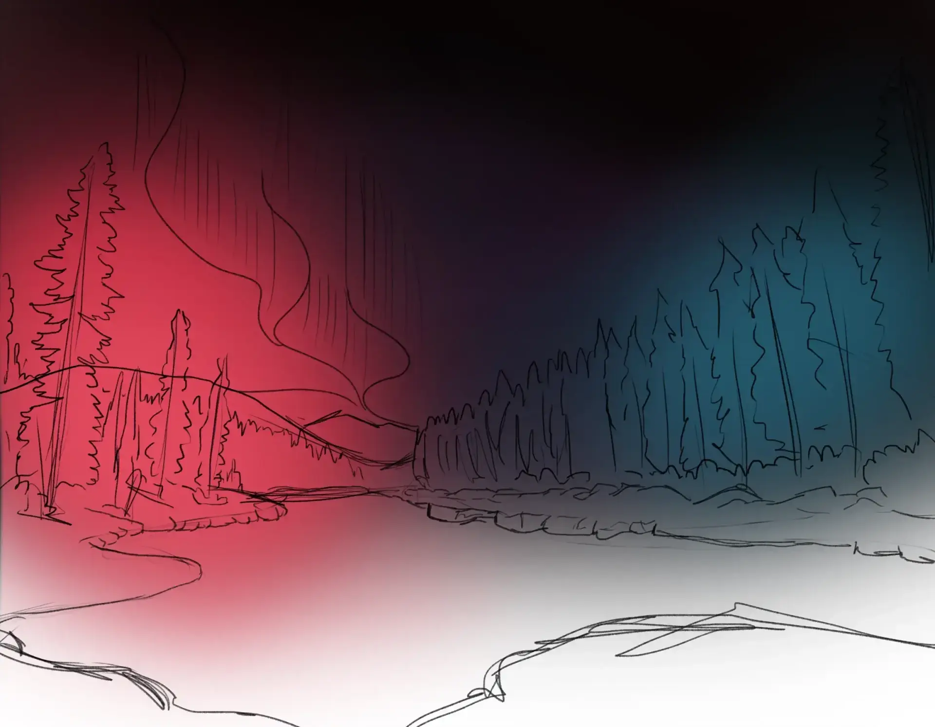 ajouter les couleurs au dessin d’aurores boréales