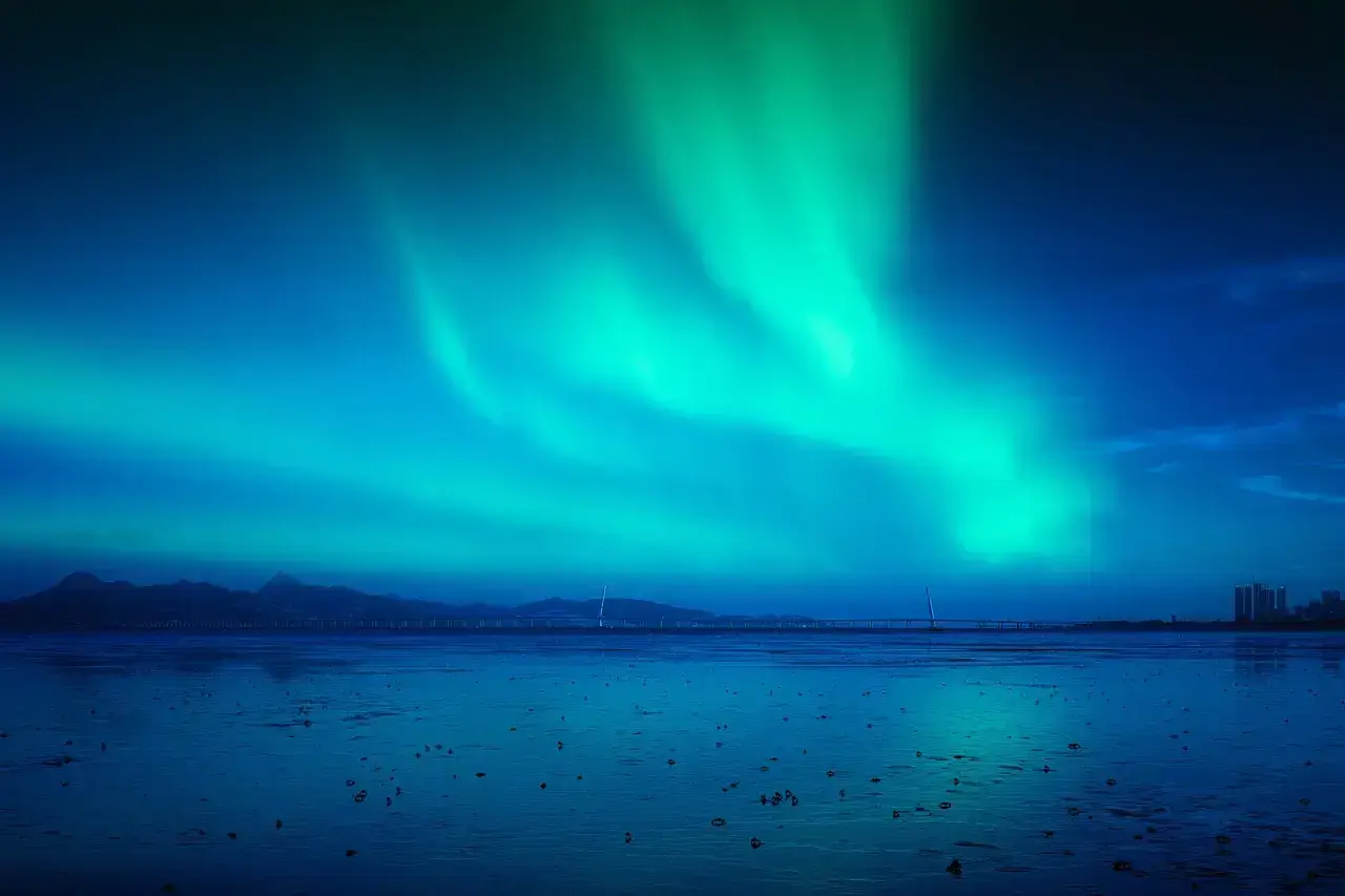 photo d’un paysage avec des aurores boréales