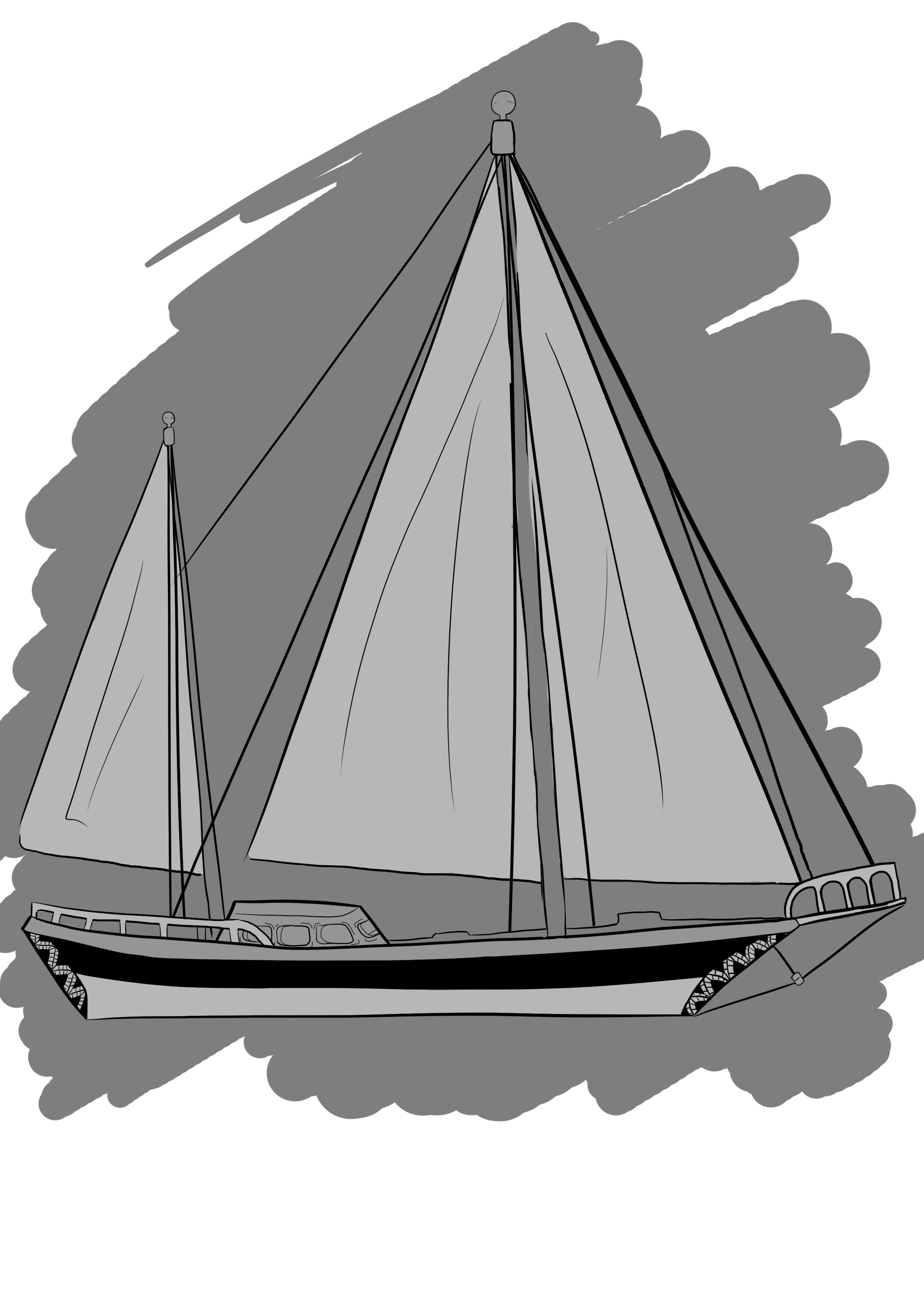 appliquer une teinte claire aux voiles et à la coque du bateau