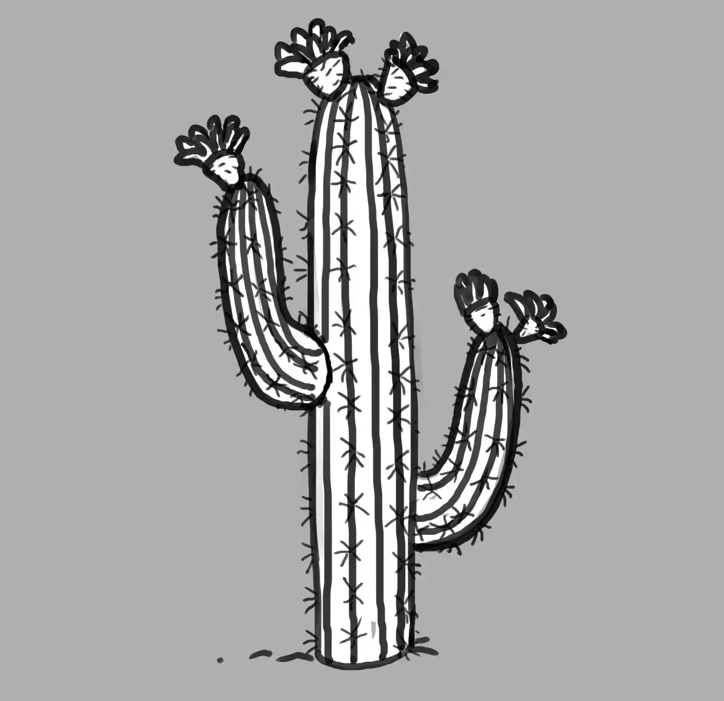 final draw of a large cactus with flowers