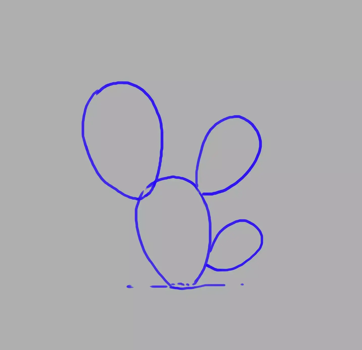 drawing of the base of the prickly pear cactus