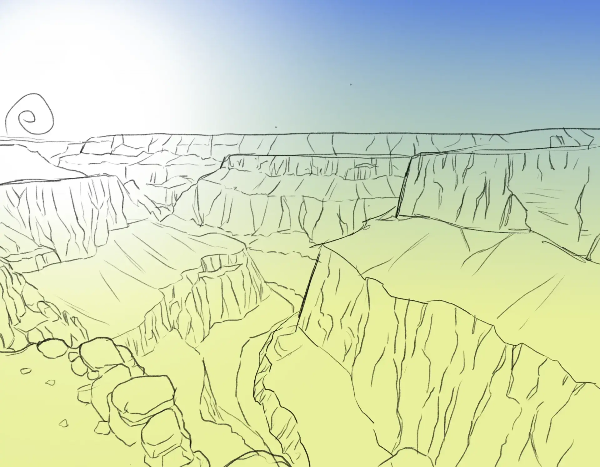 dessiner le ciel d’un canyon