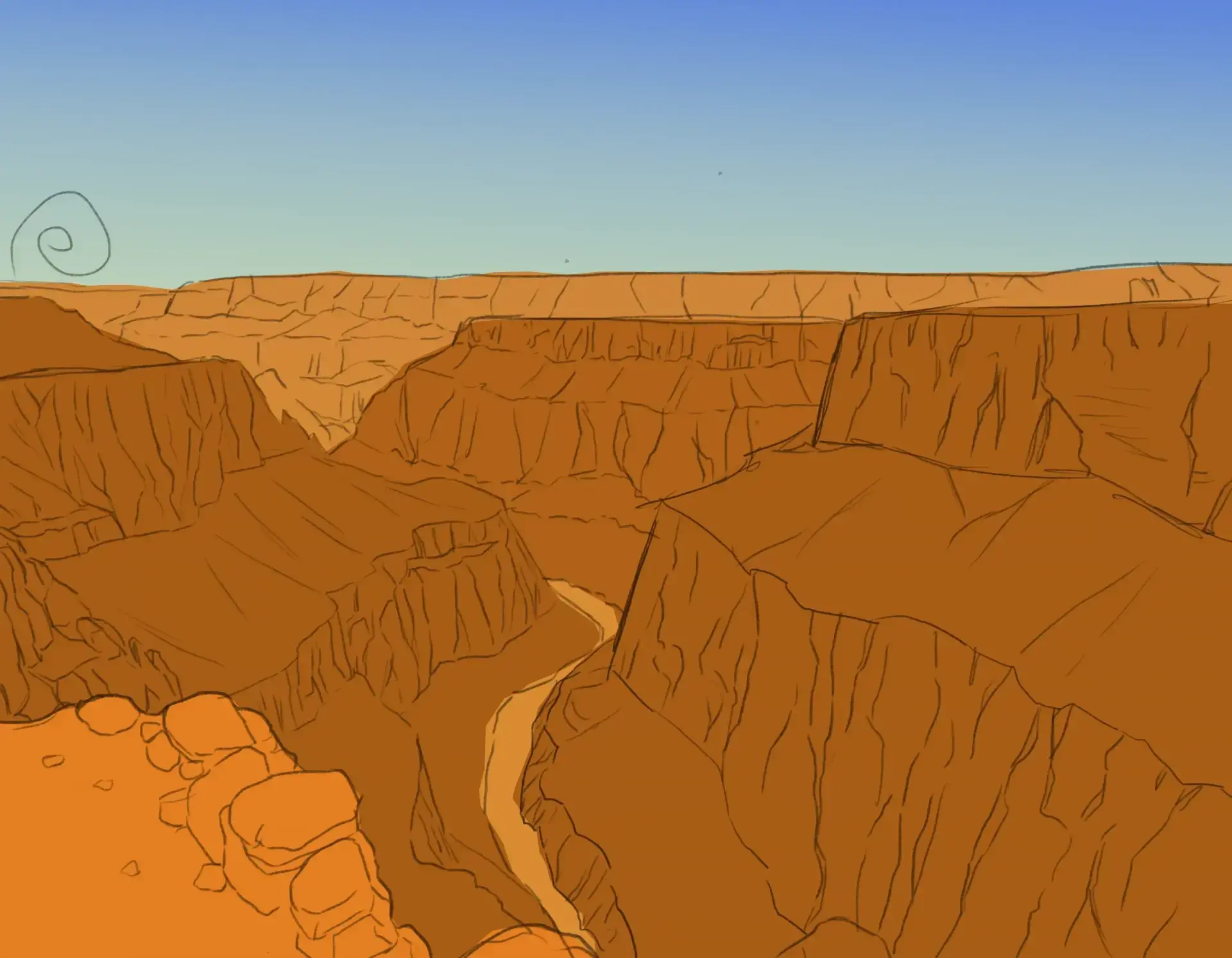 dessiner les roches d’un canyon