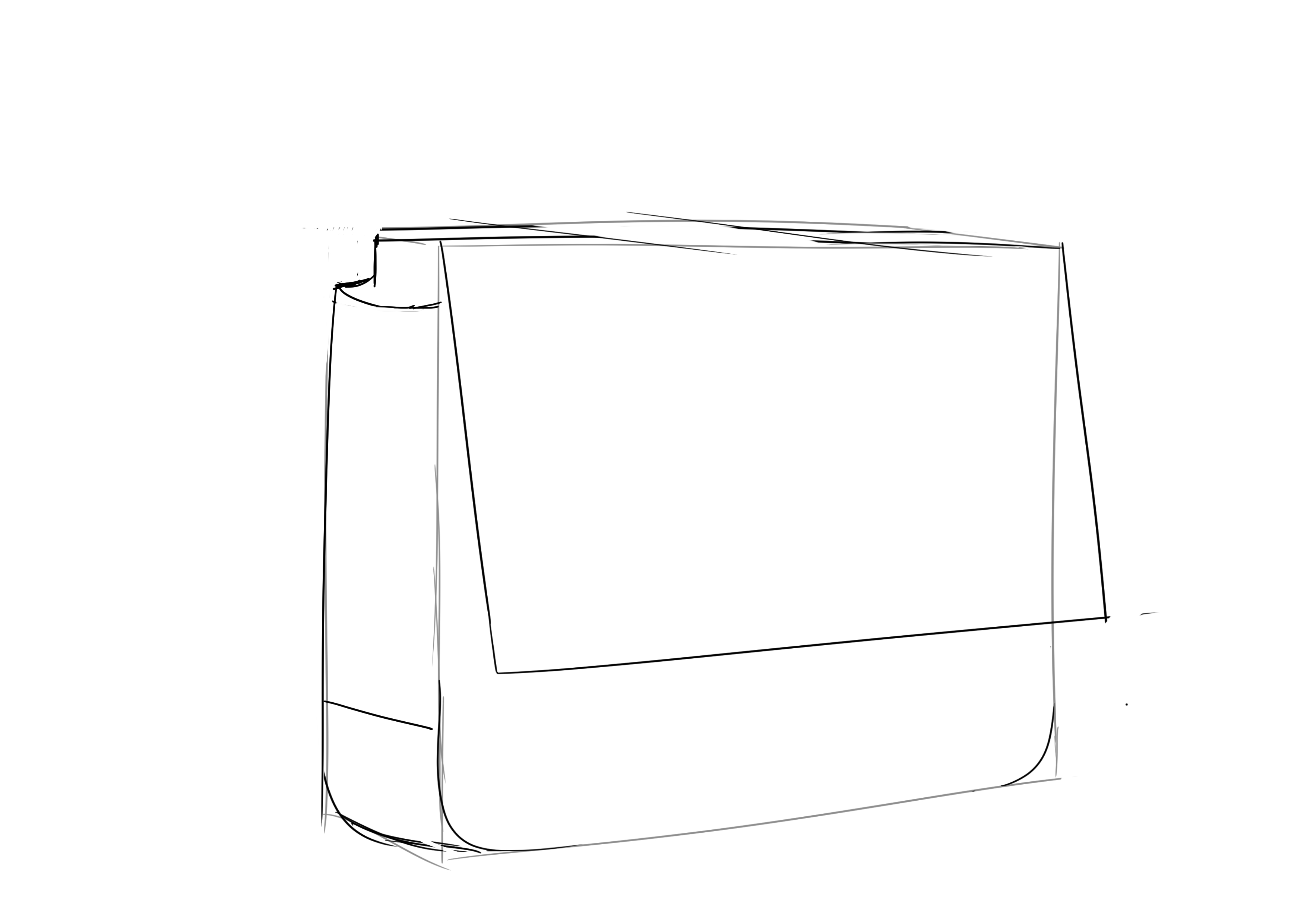 croquis de la démarcation du bas du cartable