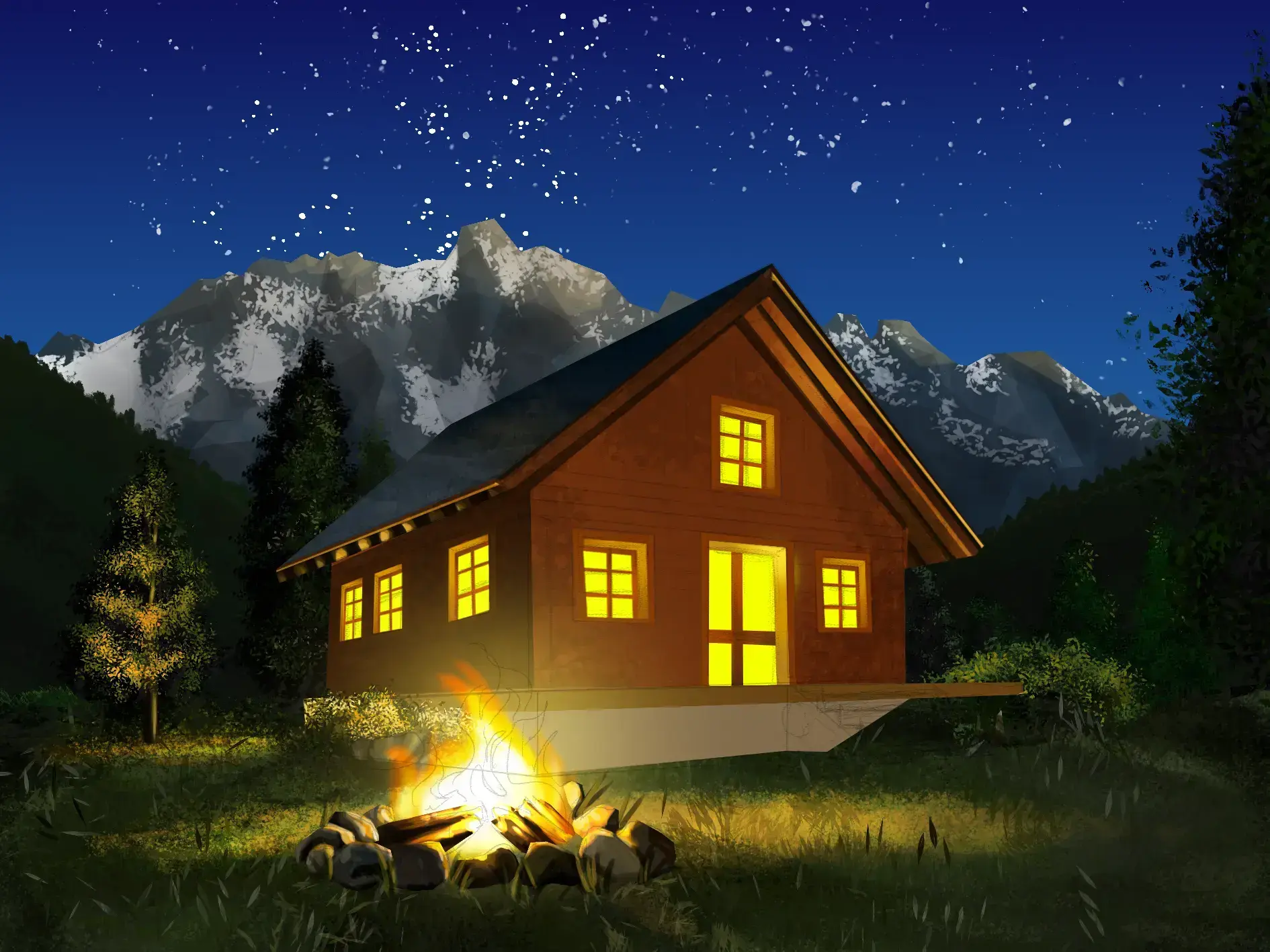 dessiner l’éclairage d’un chalet de montagne