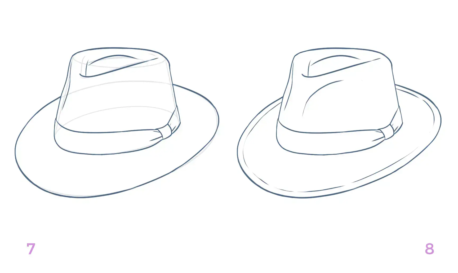dibujo de los detalles del fedora