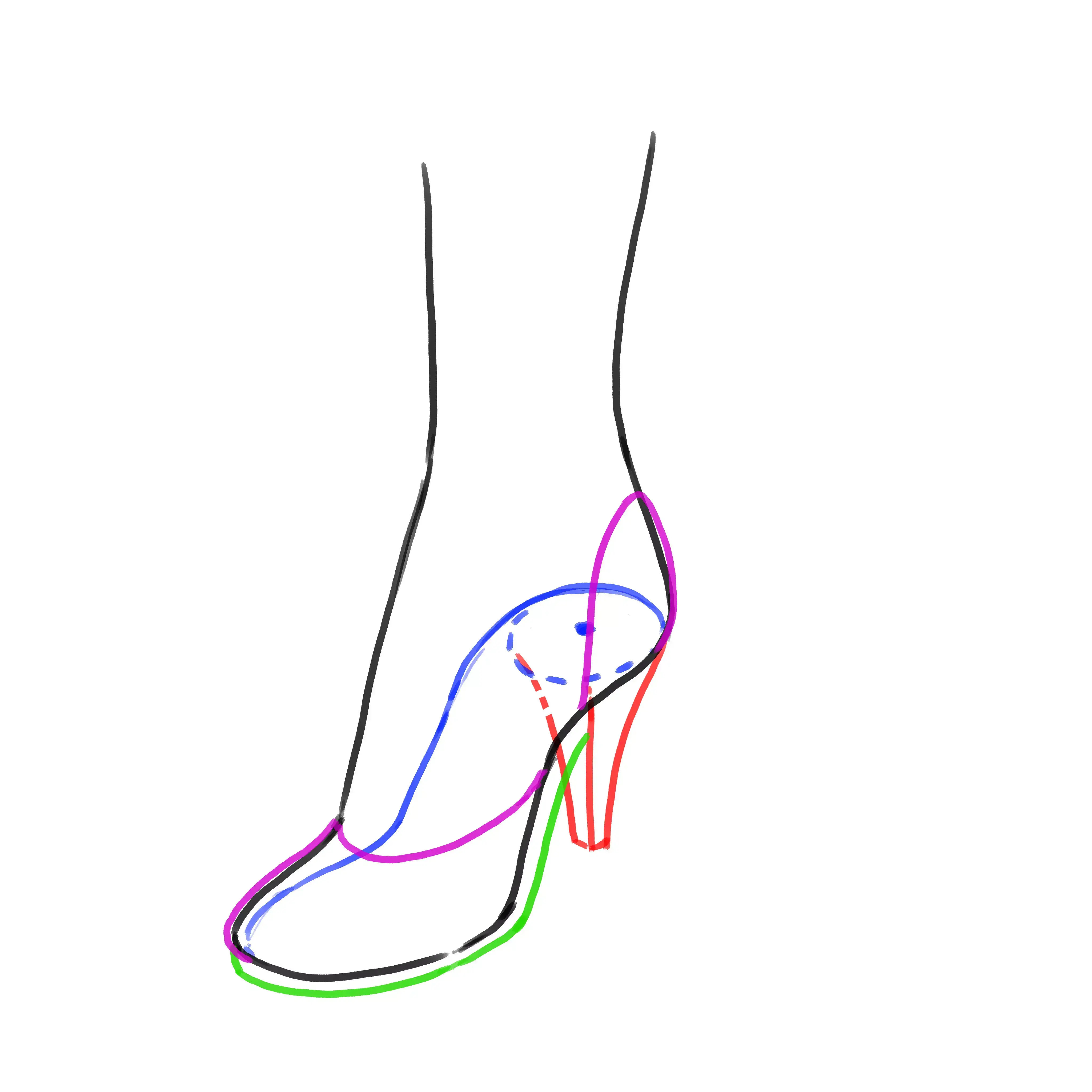dessin de la forme des escarpins