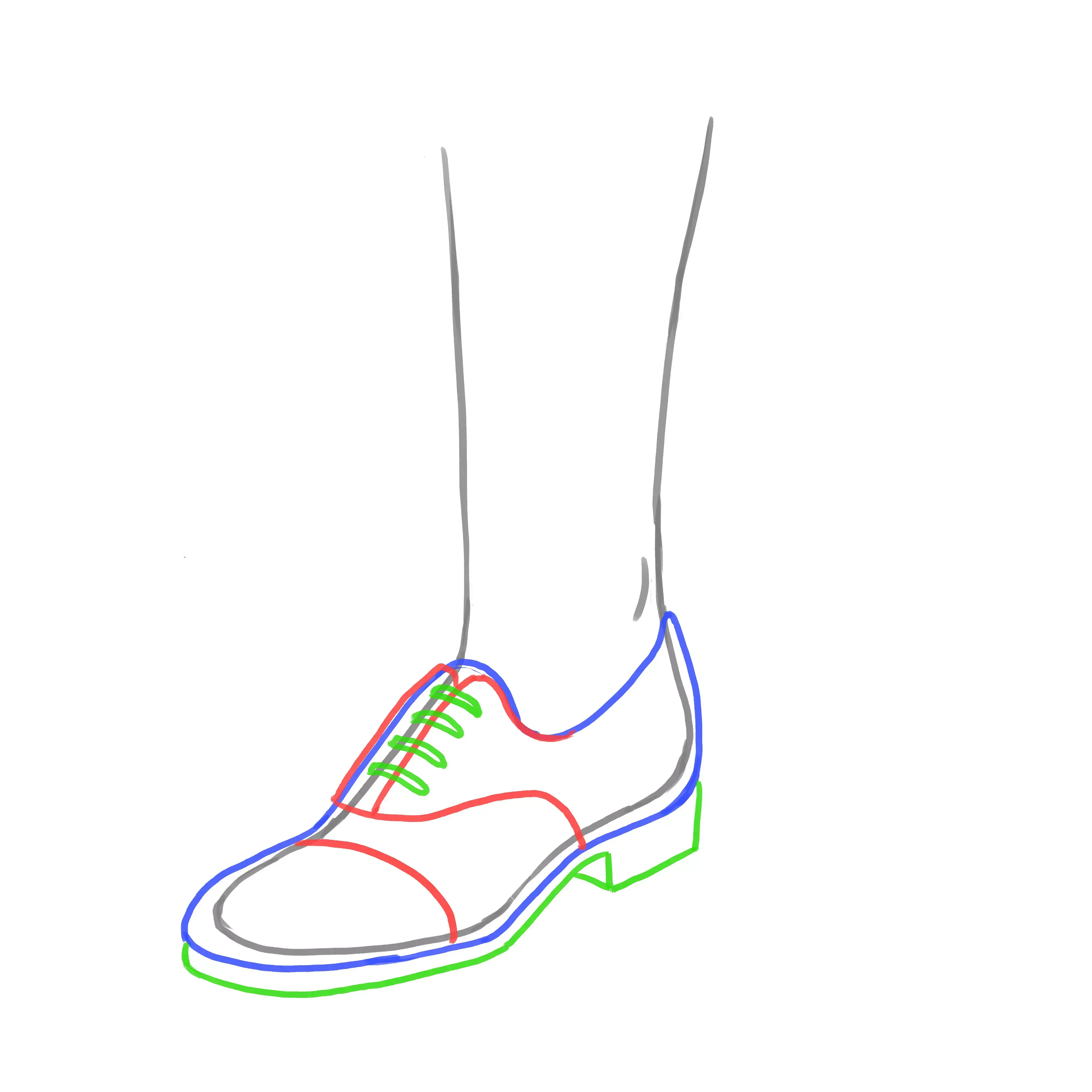 dessin des lacets et de la semelle d’une chaussure