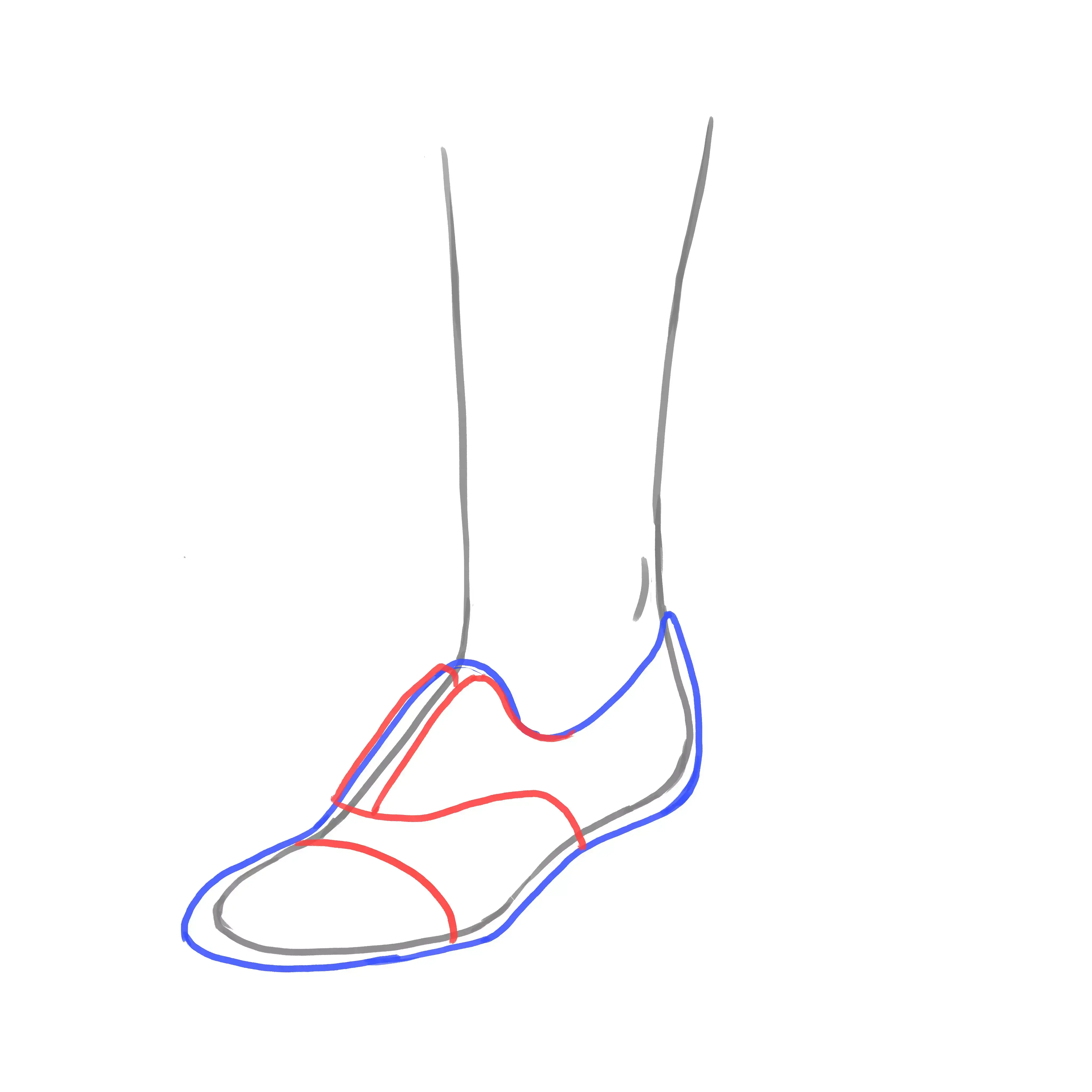 dessin de la découpe de tissu d’une chaussure