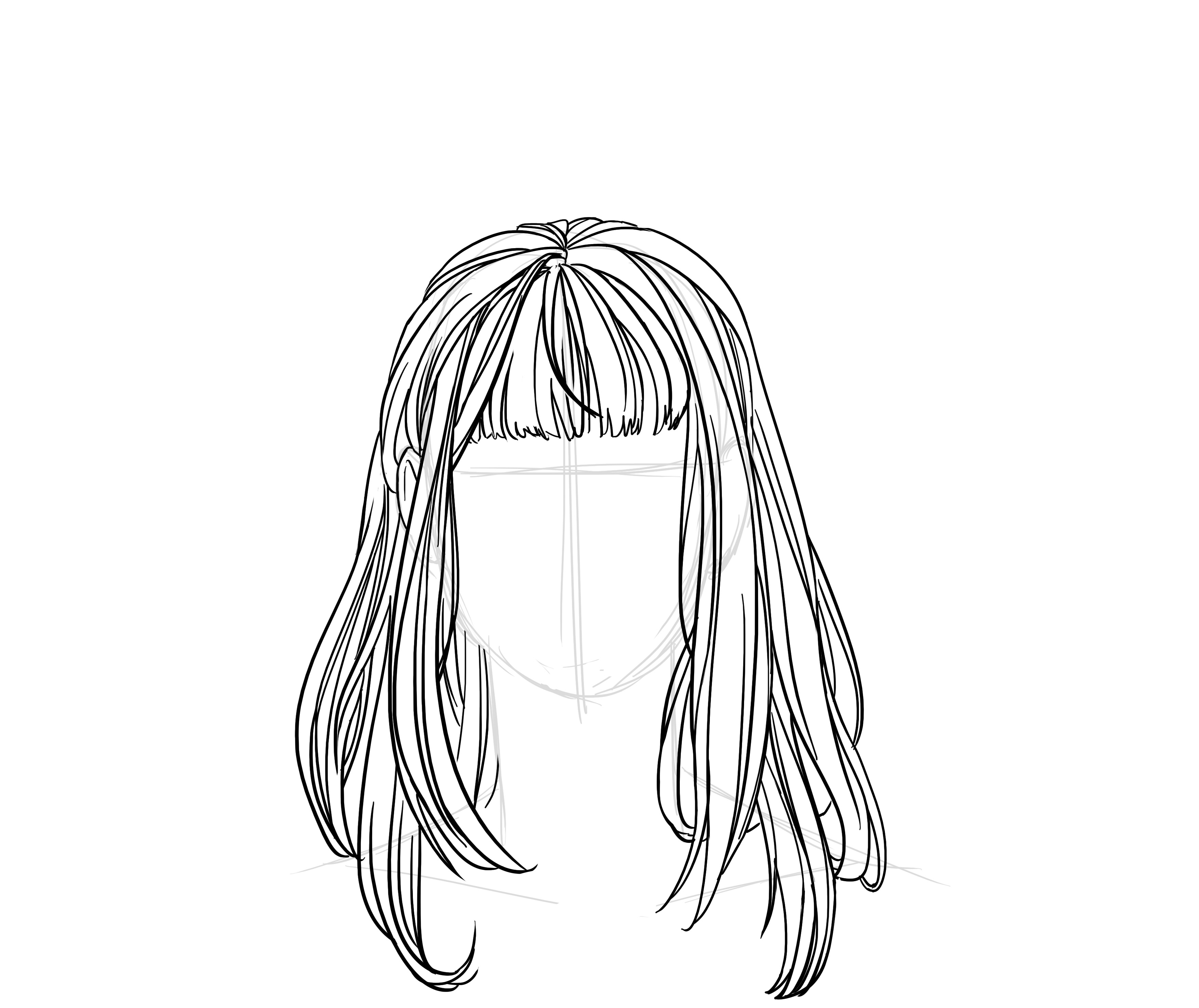 dessin final des cheveux longs et lisses