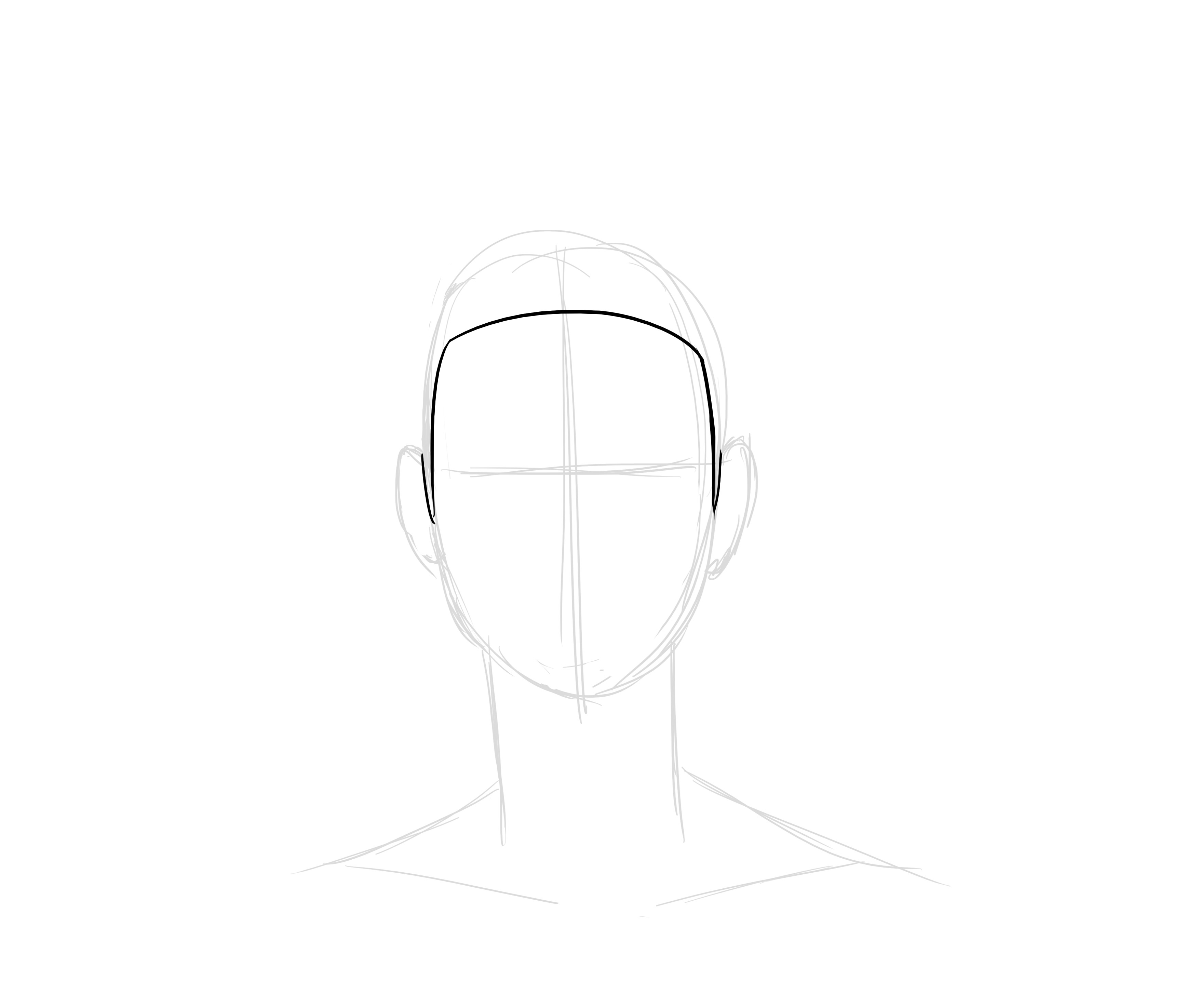 dessiner l’implantation des cheveux longs et lisses