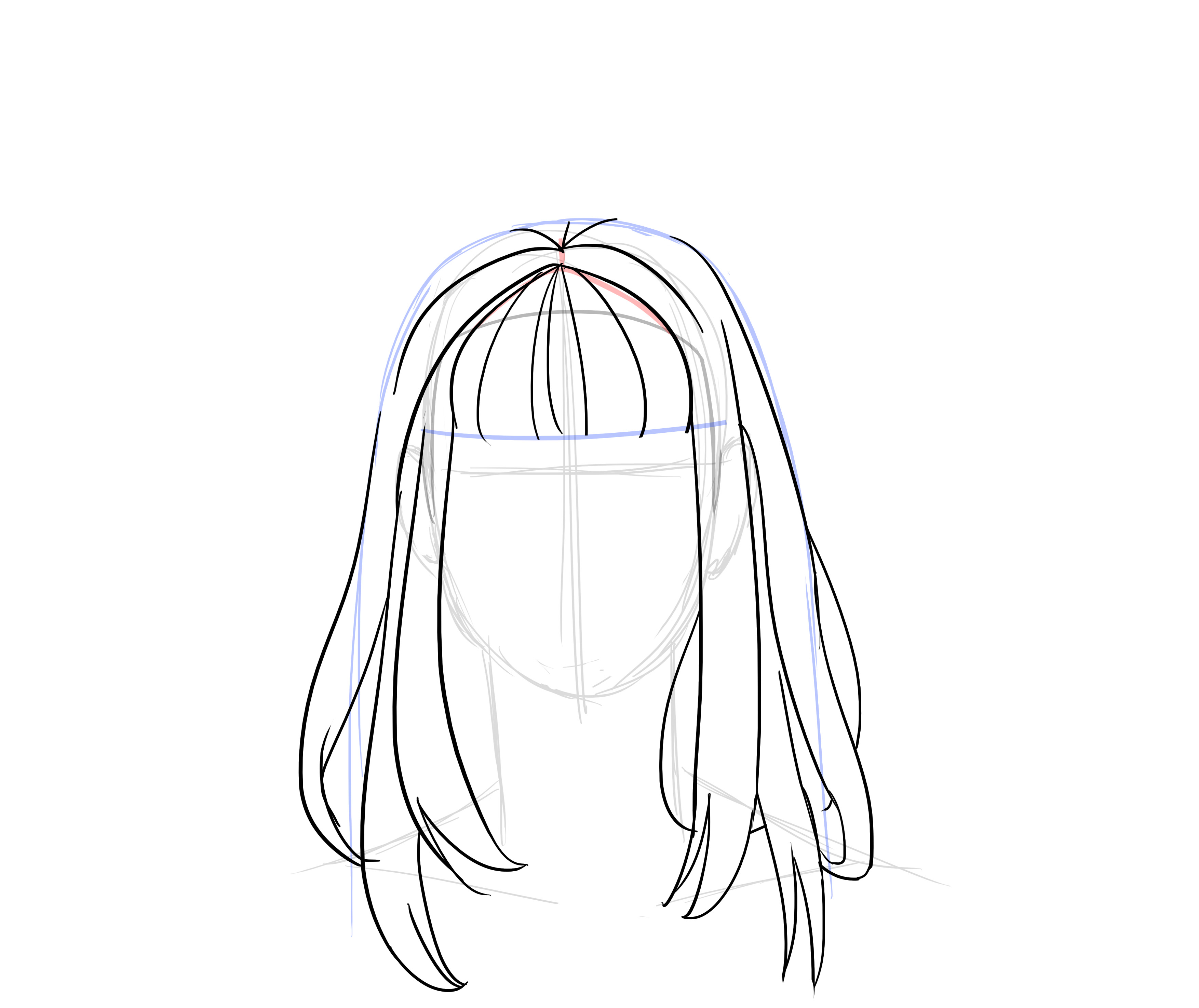 dessiner les mèches des cheveux longs et lisses 2