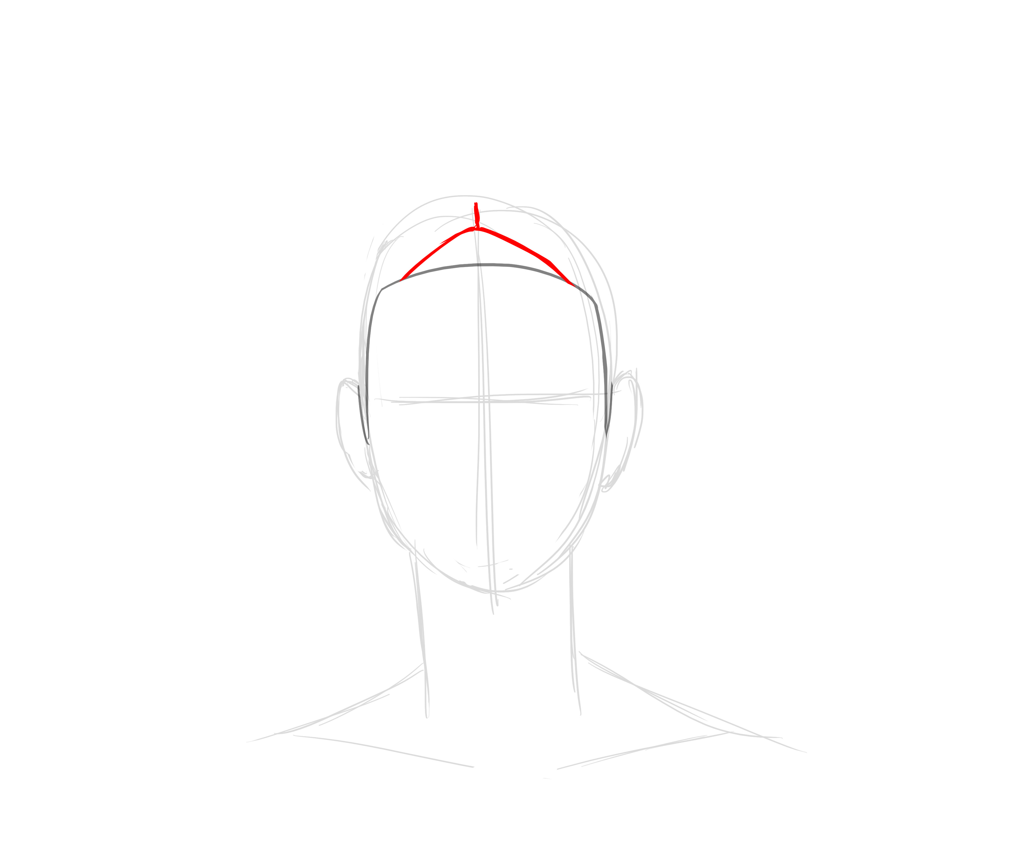 dessiner la raie des cheveux longs et lisses