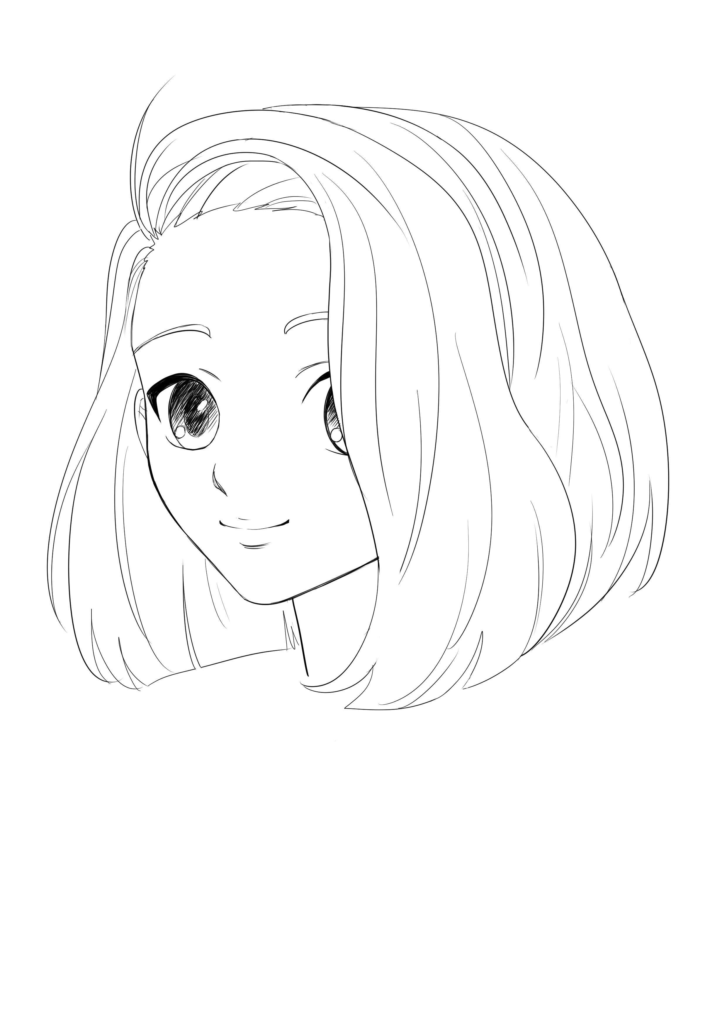 drawing of short manga girl hair with bangs