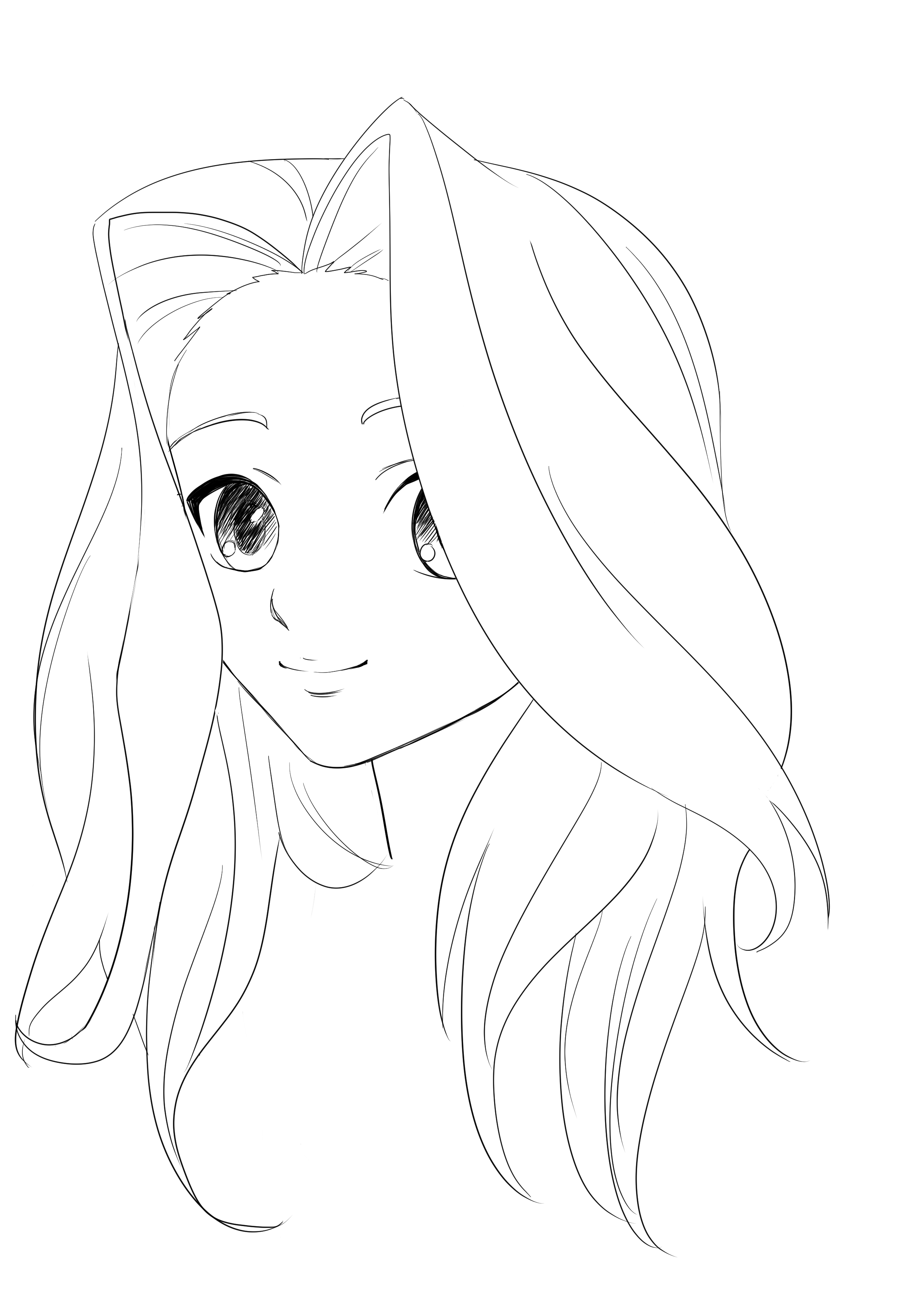 draw long, wavy manga girl hair