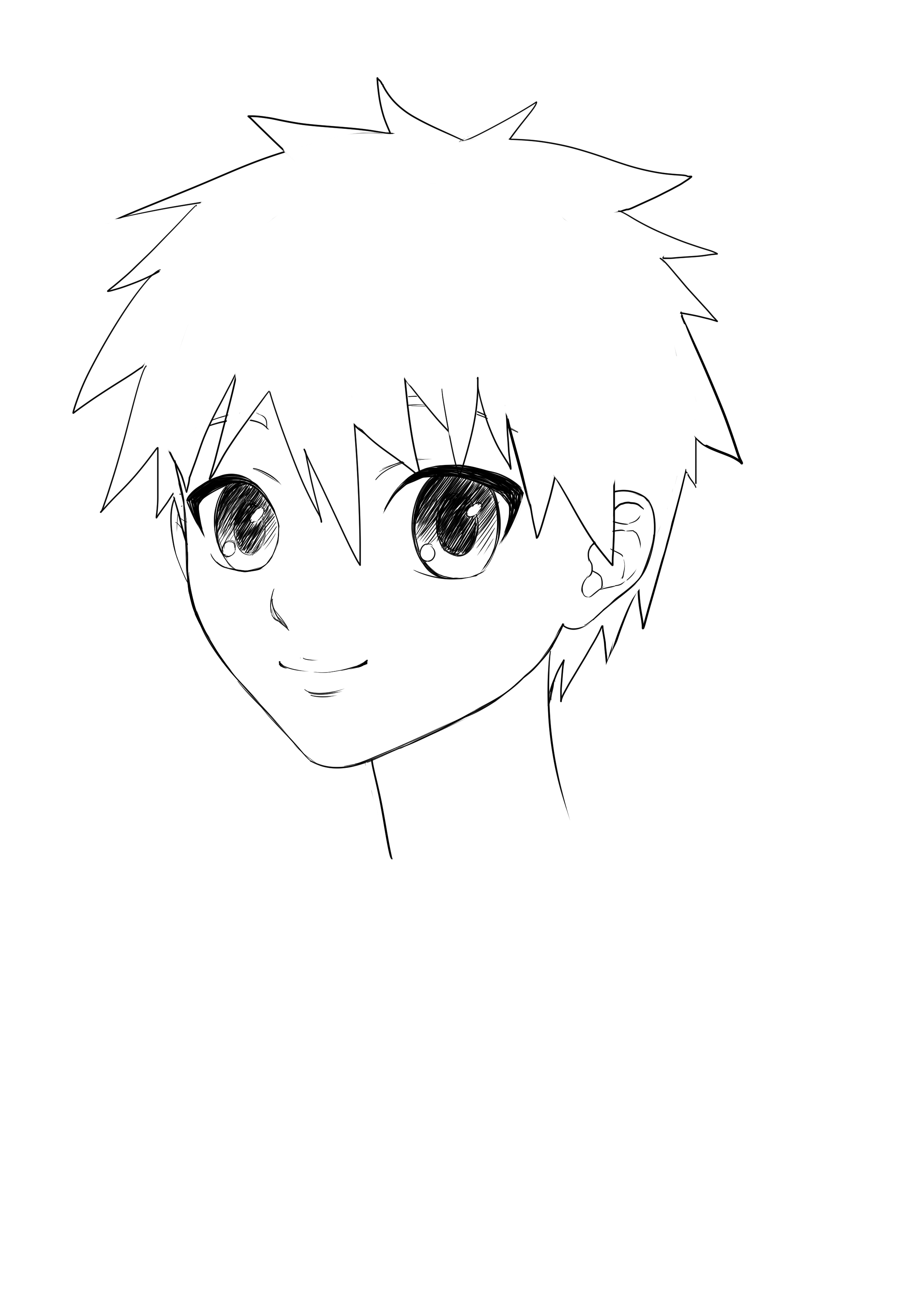 drawing of short, curly manga boy hair 2