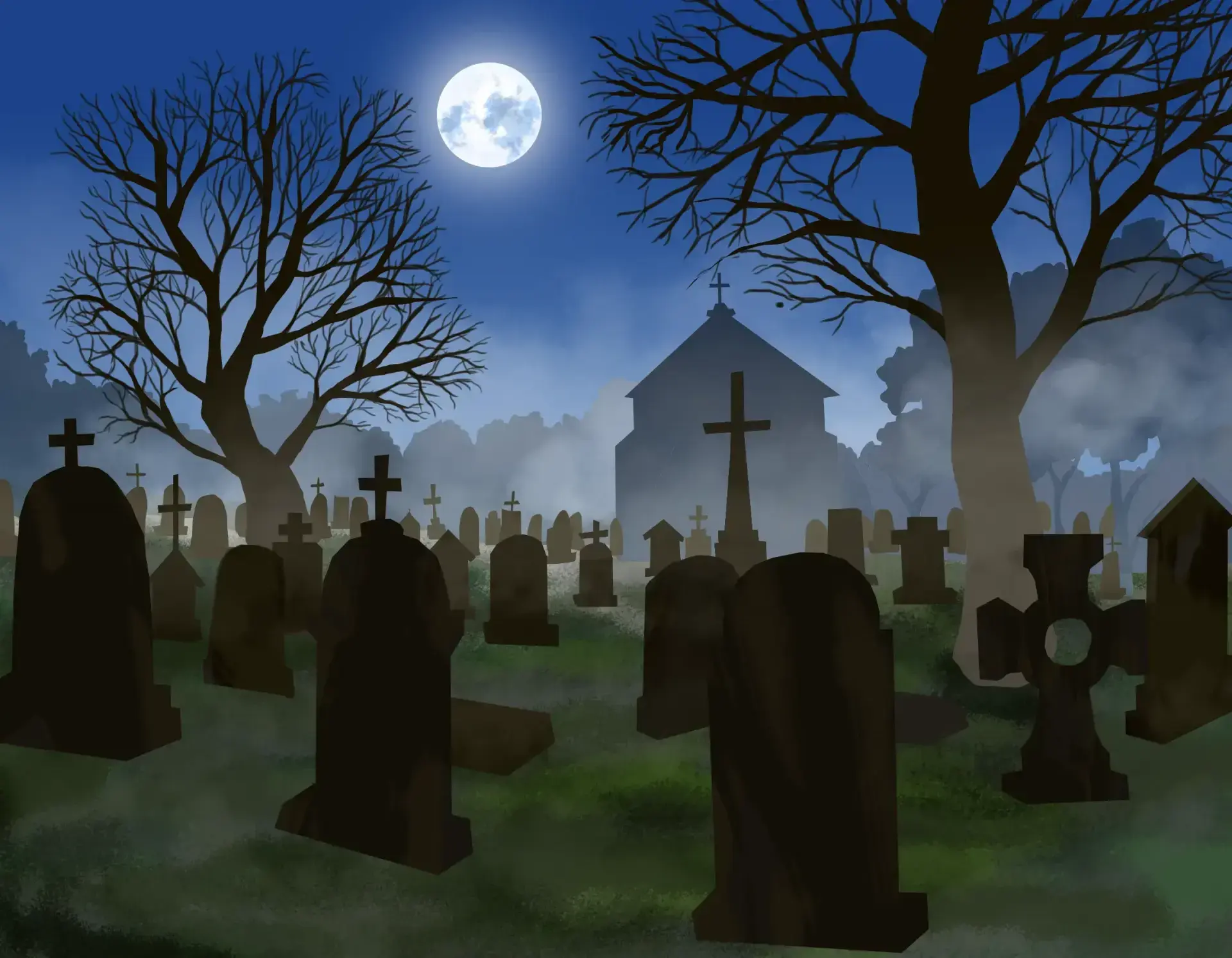 dessiner les arbres et les branches d’un cimetière