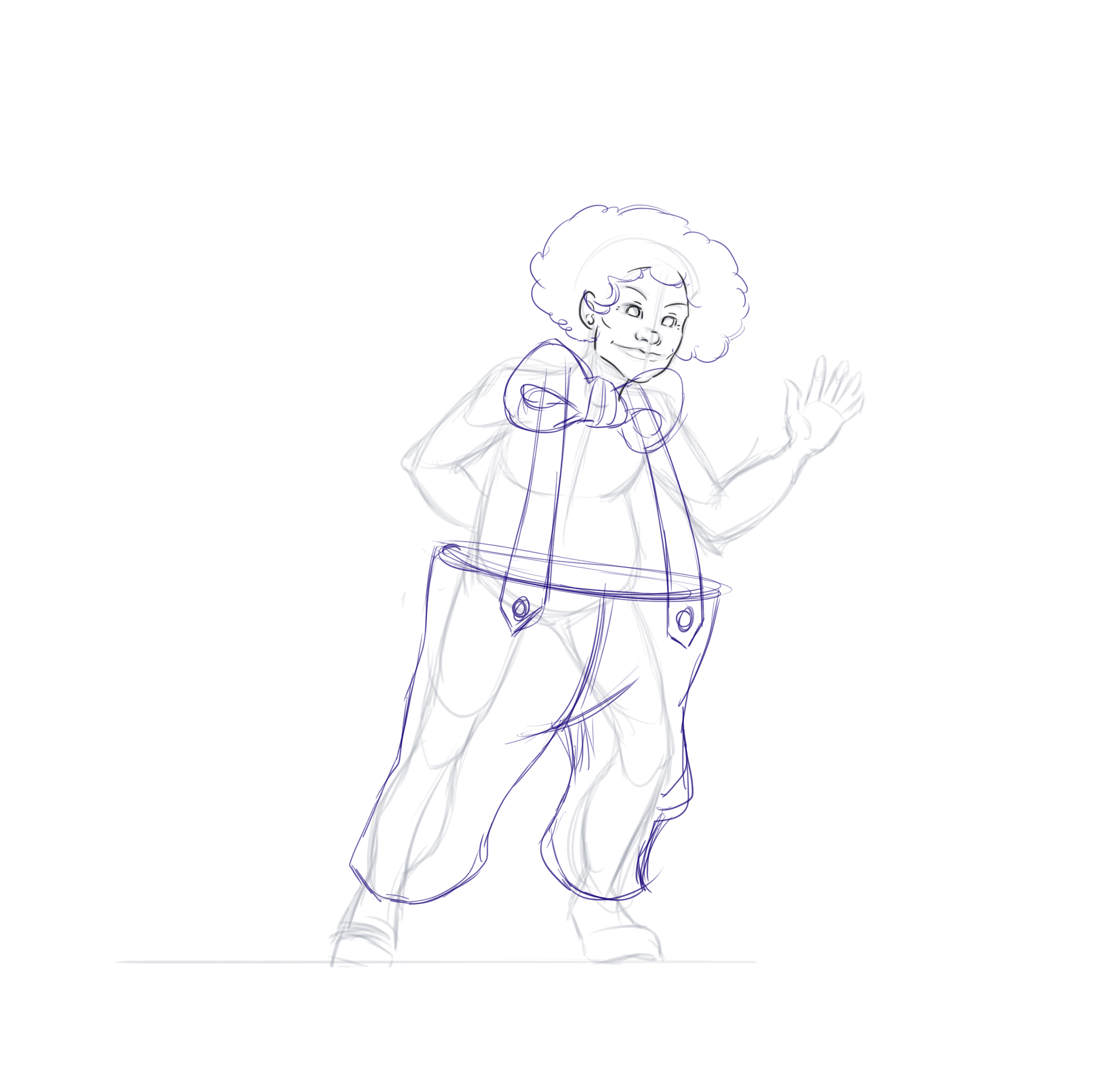 croquis des bretelles du pantalon du personnage