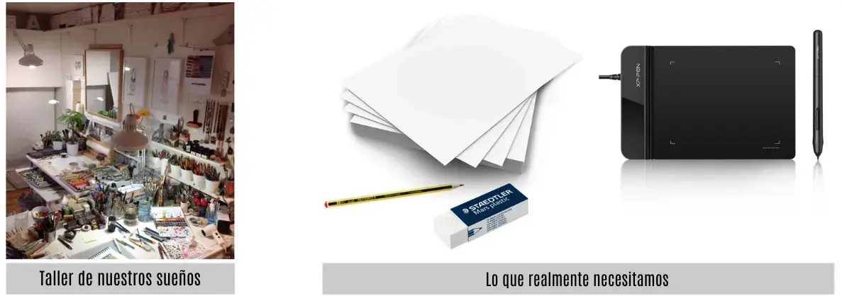 ejemplos de materiales para empezar bien en dibujo