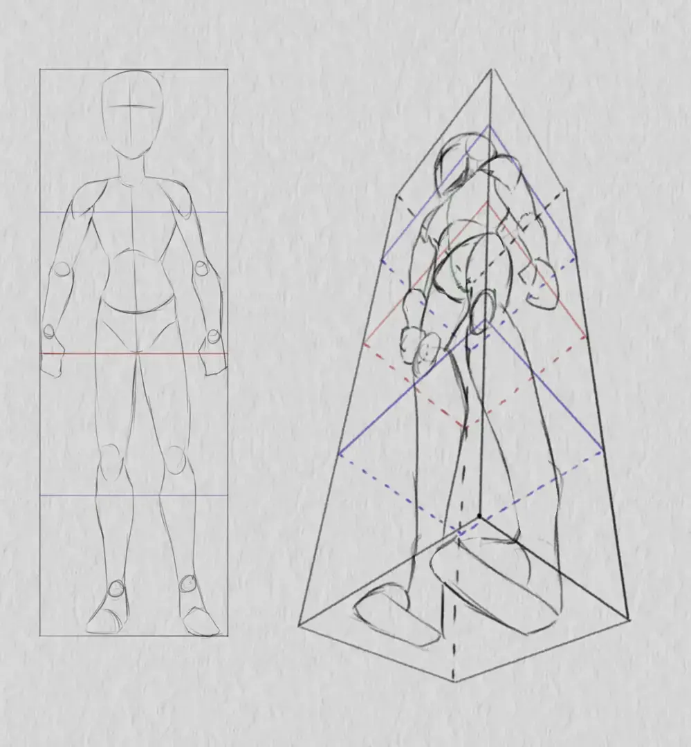 dessiner les bras d’un personnage en contre-plongée