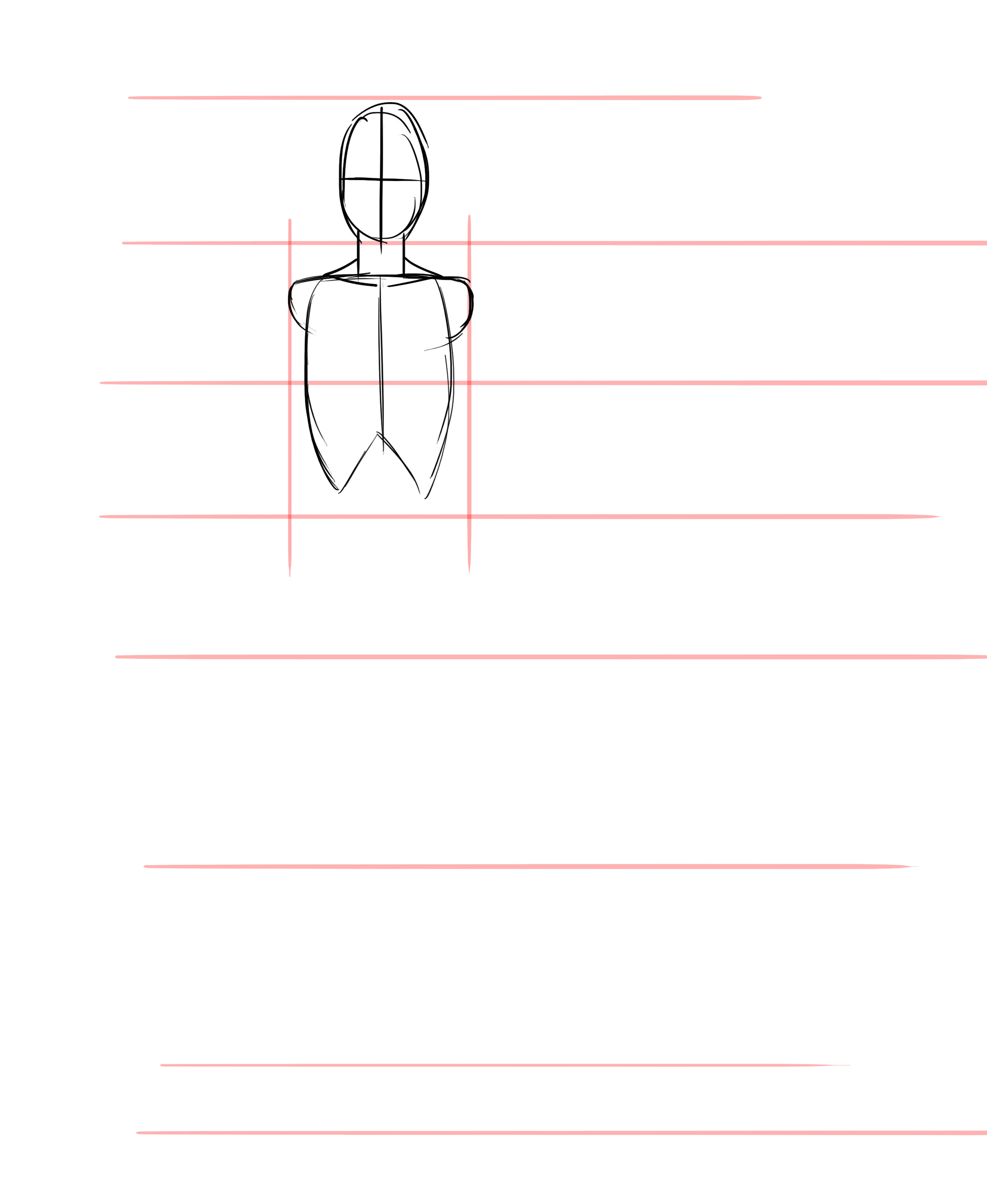 dessiner la cage thoracique d’une femme de face