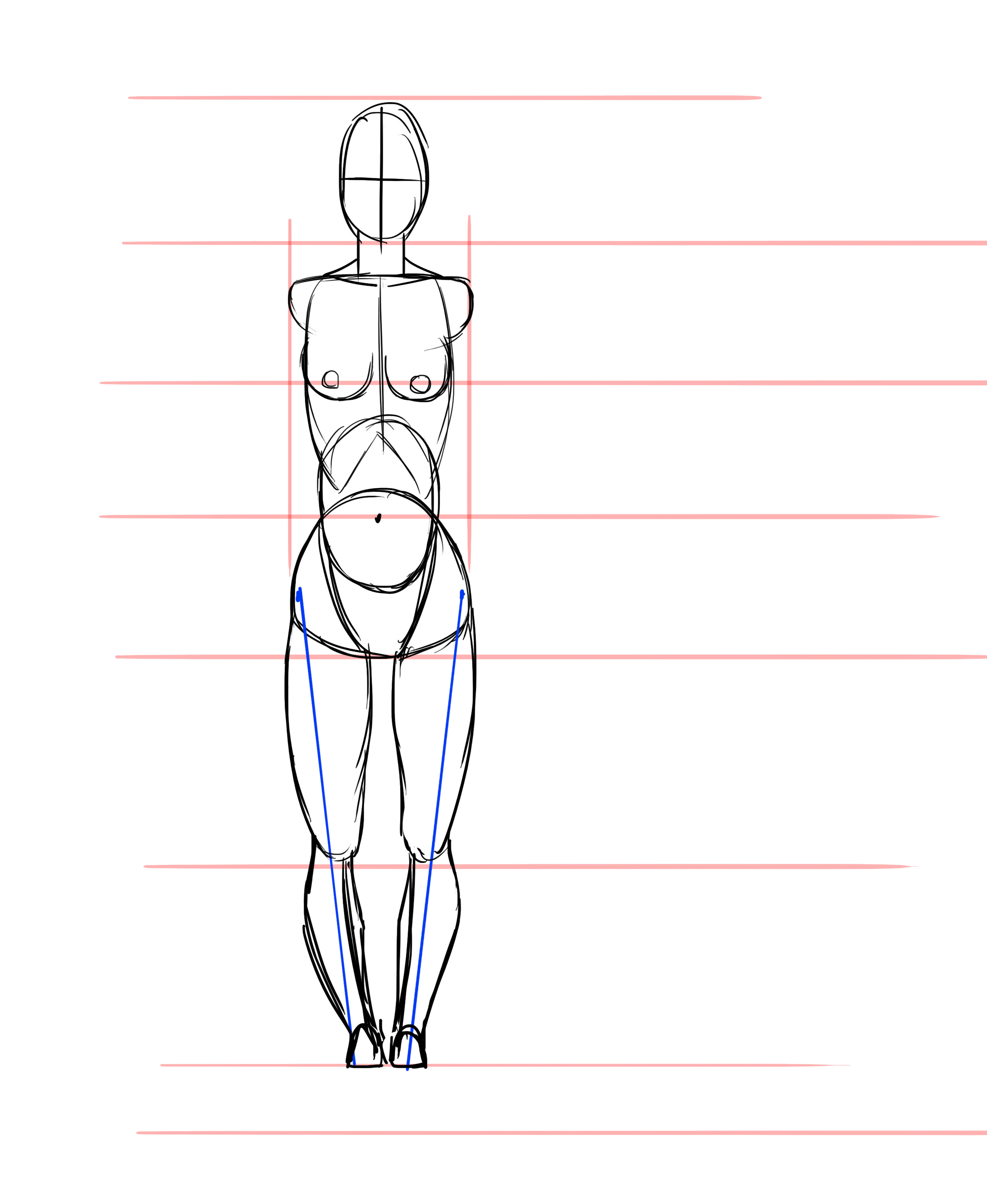 dessiner les pieds d’une femme de face