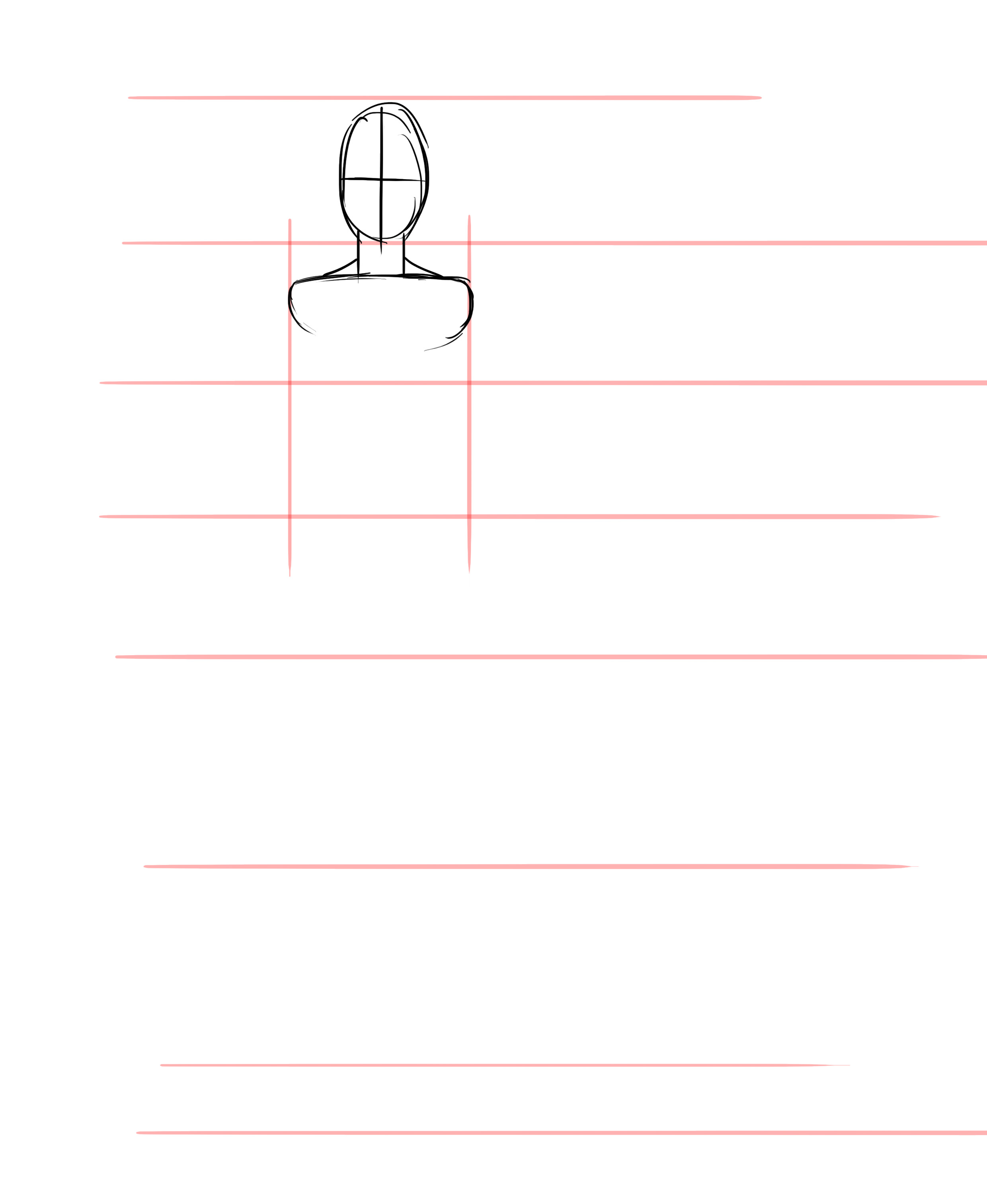 dessiner la tête d’une femme de face 2