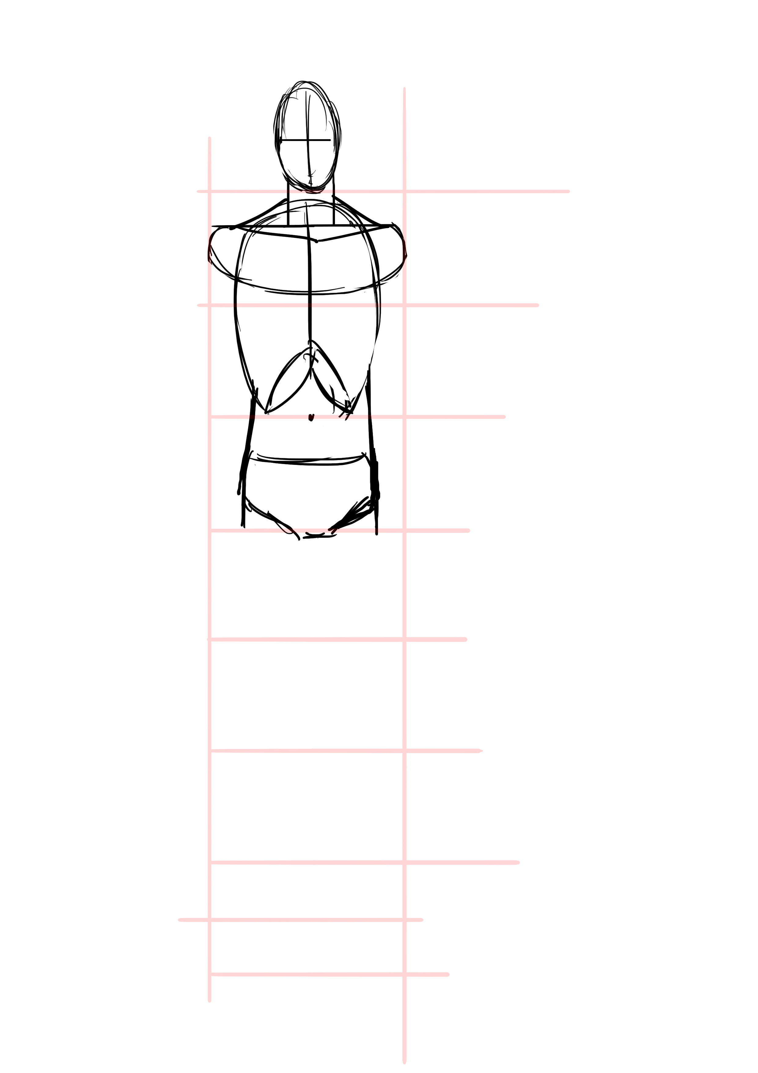 dessiner le bassin d’un homme de face