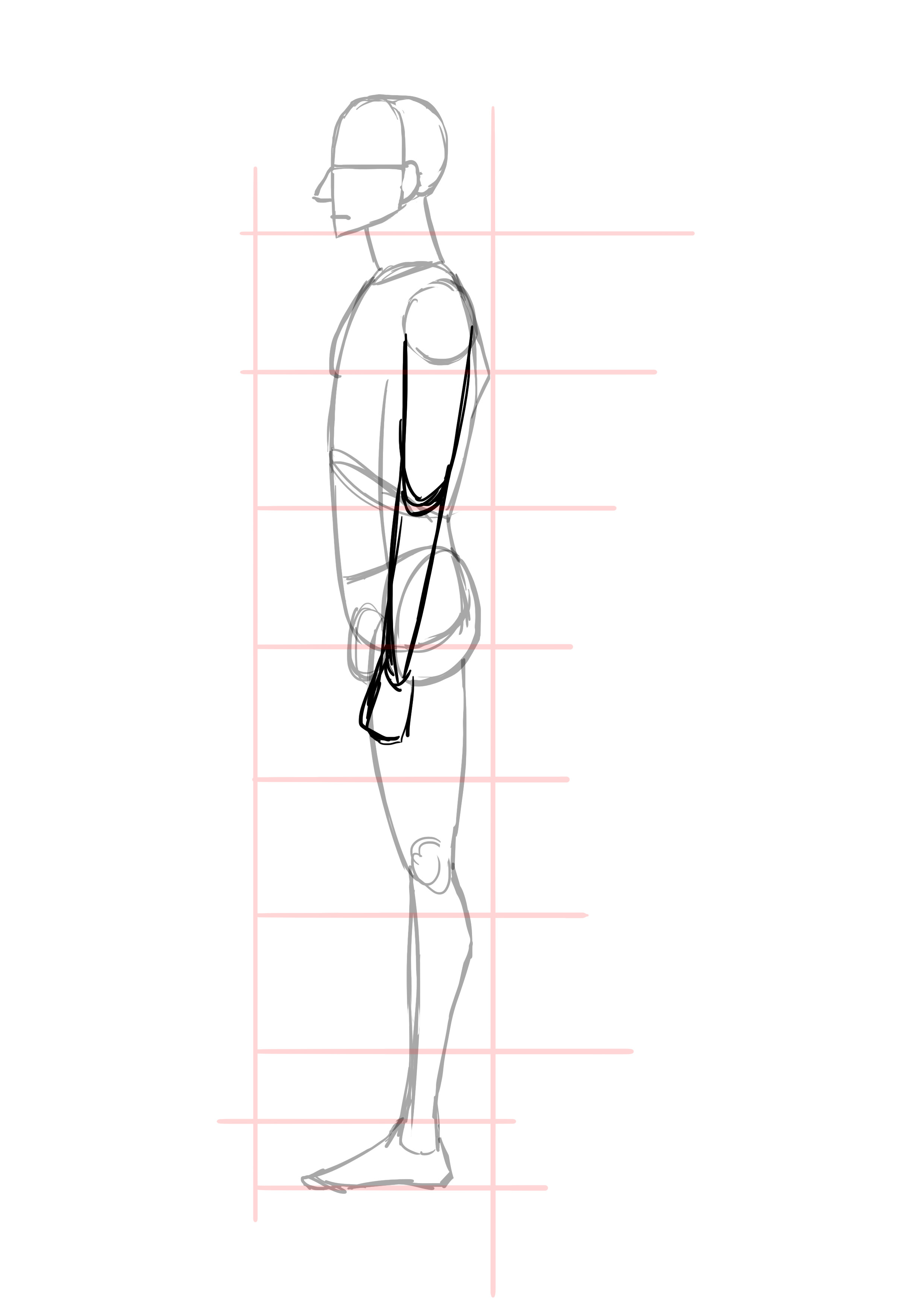 dessiner les bras d’un homme de profil