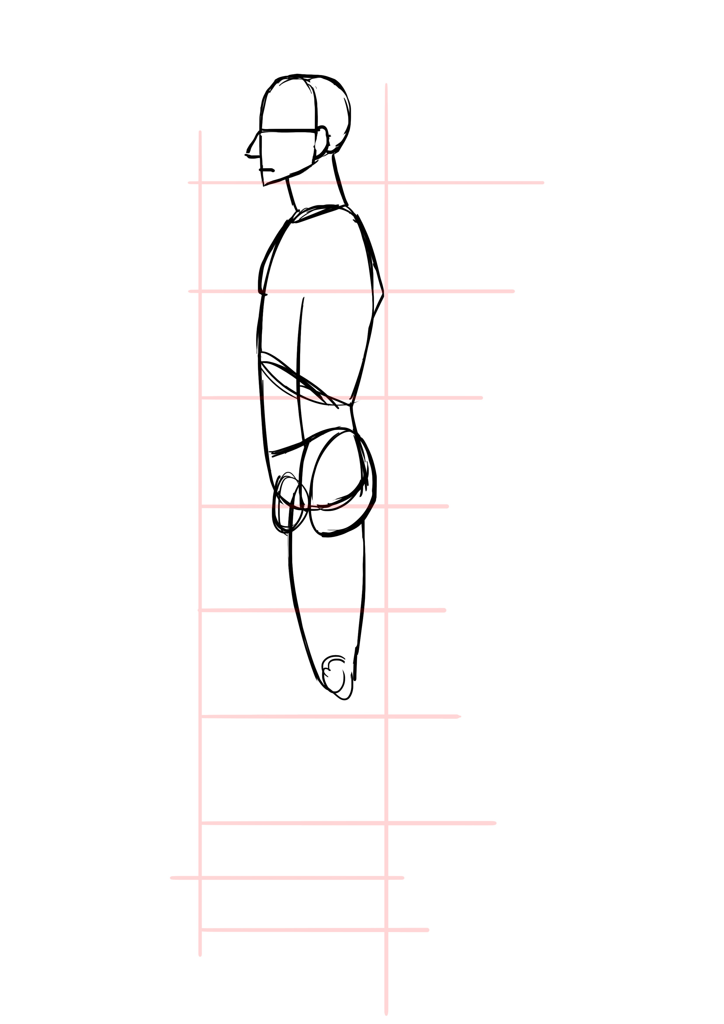 dessiner les cuisses d’un homme de profil