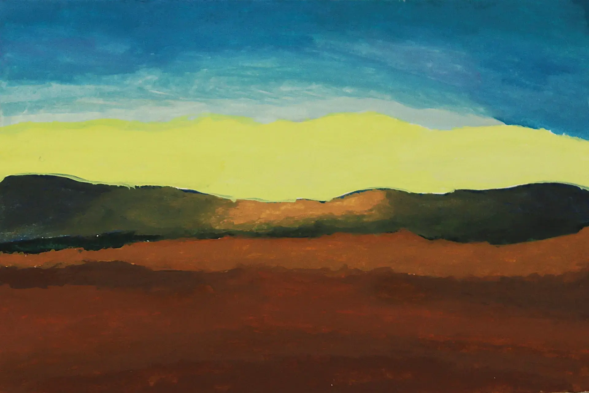 pintar los colores de una puesta de sol en acrílico