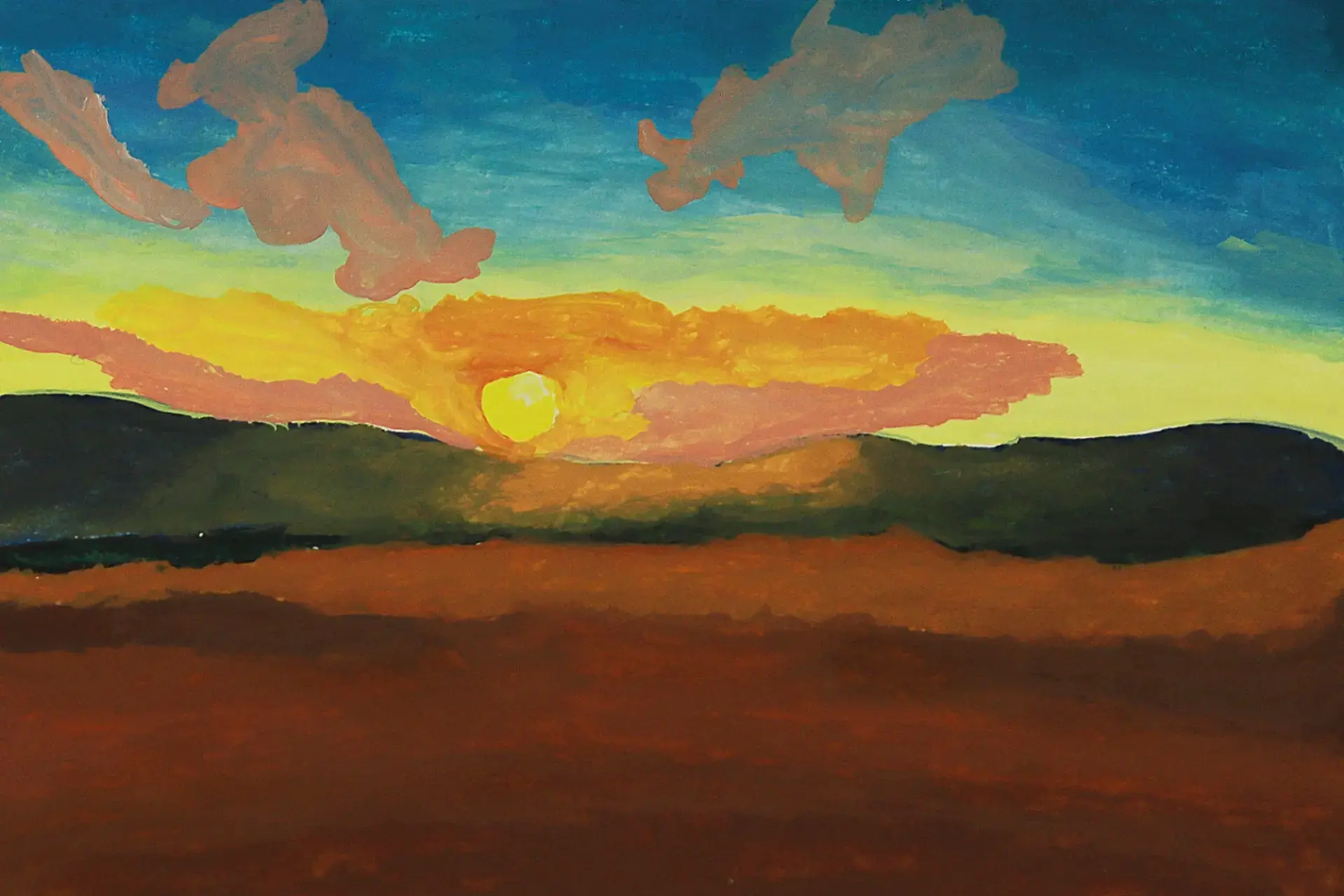 pintar las nubes de una puesta de sol con acrílico