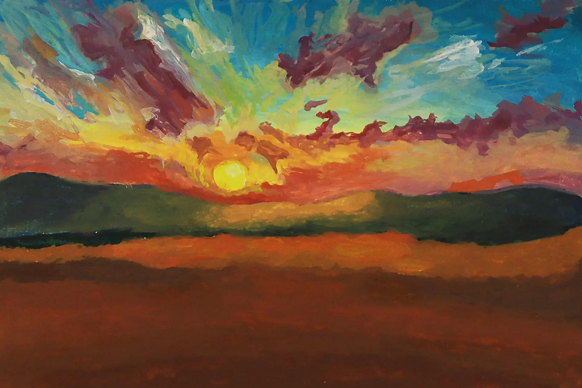 pintar los reflejos luminosos de una puesta de sol en acrílico