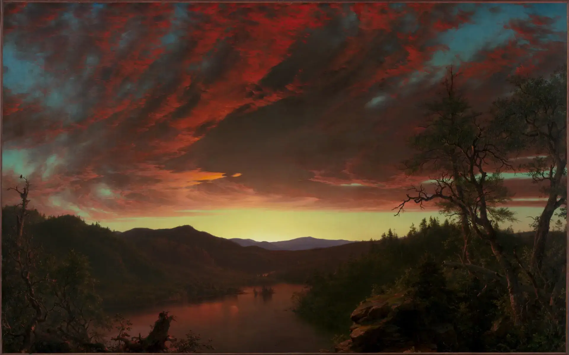 pintura de una puesta de sol de Frederic Edwin Church