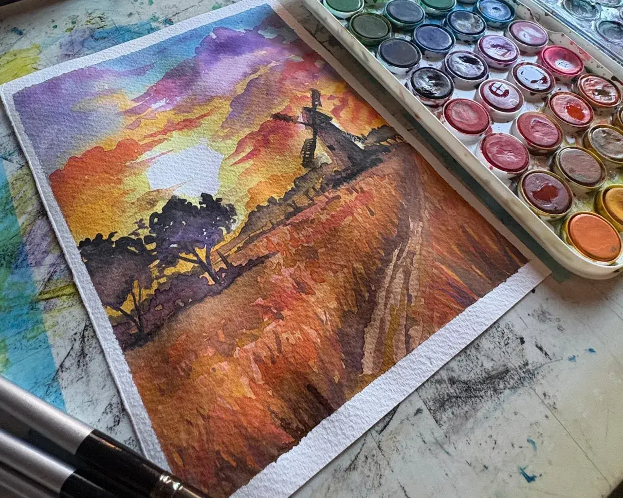 Einen Sonnenuntergang in Aquarell malen – So gelingt’s