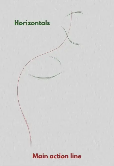 drawing horizontal lines of a pose