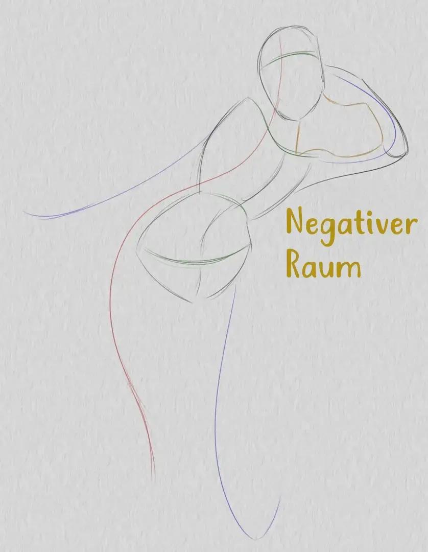 Zeichnung eines negativen Raums einer Pose