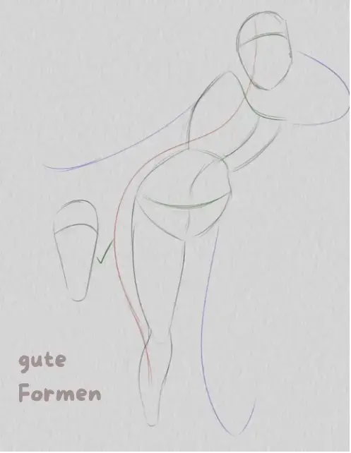 Zeichnung der richtigen Form einer Pose