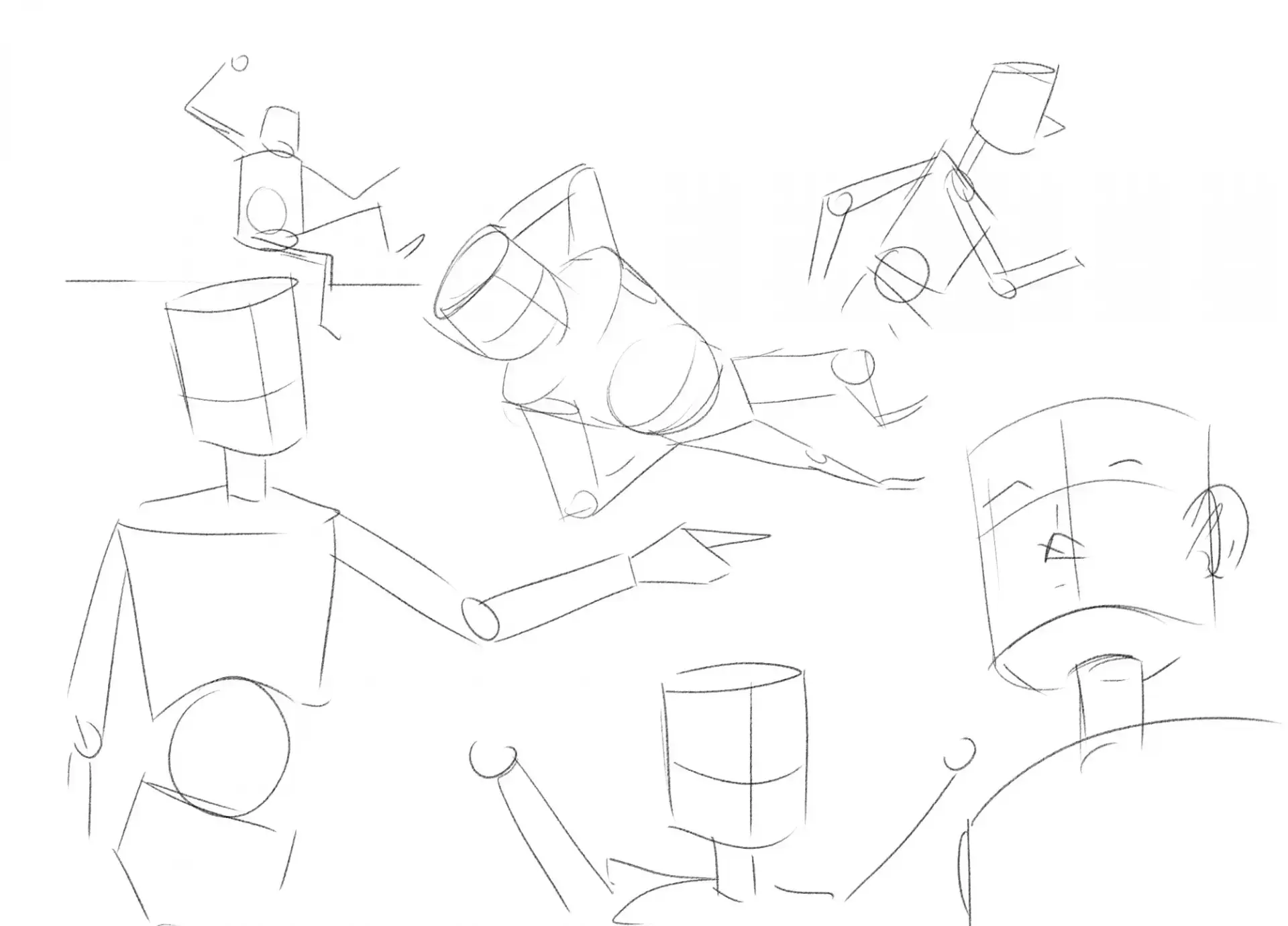 dessiner plusieurs poses de personnages d’après imagination