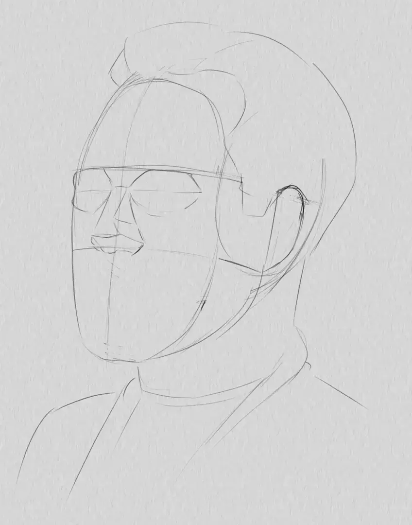 dessiner le nez du portrait d’un homme