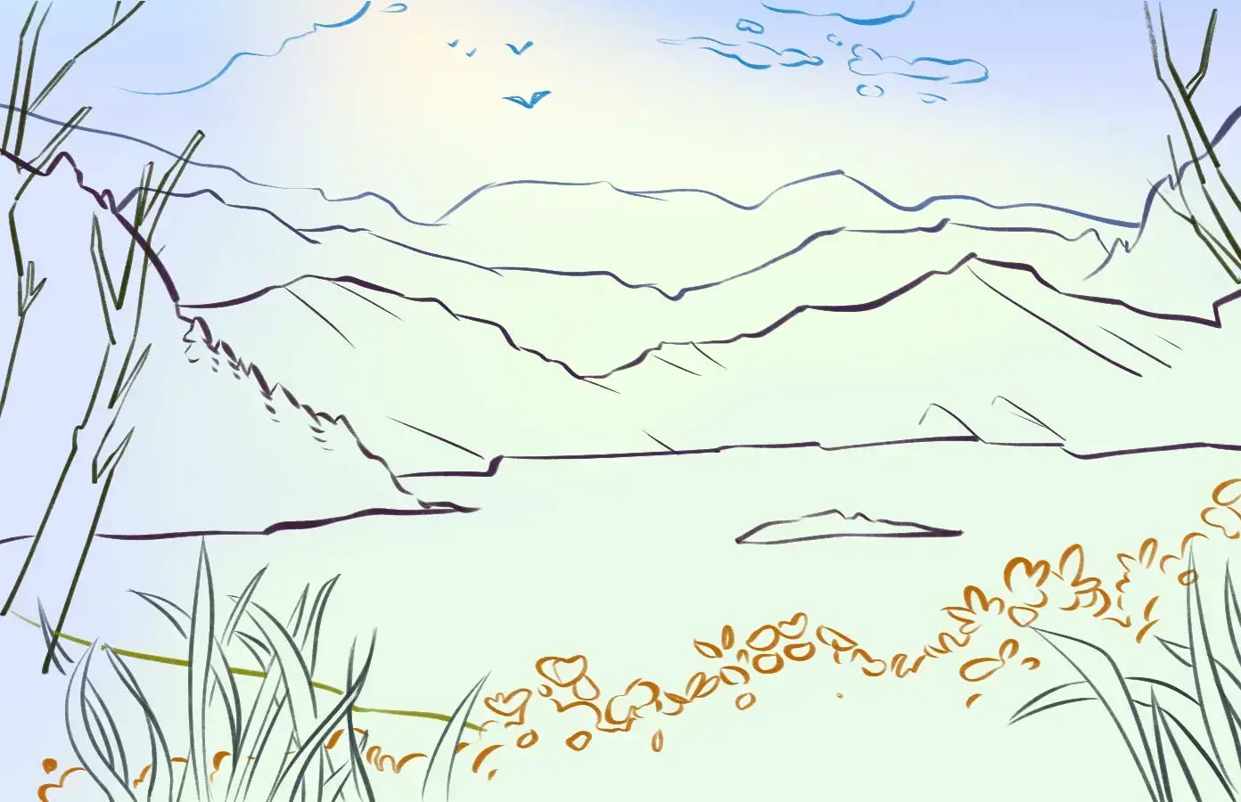 dessin du ciel d’un paysage