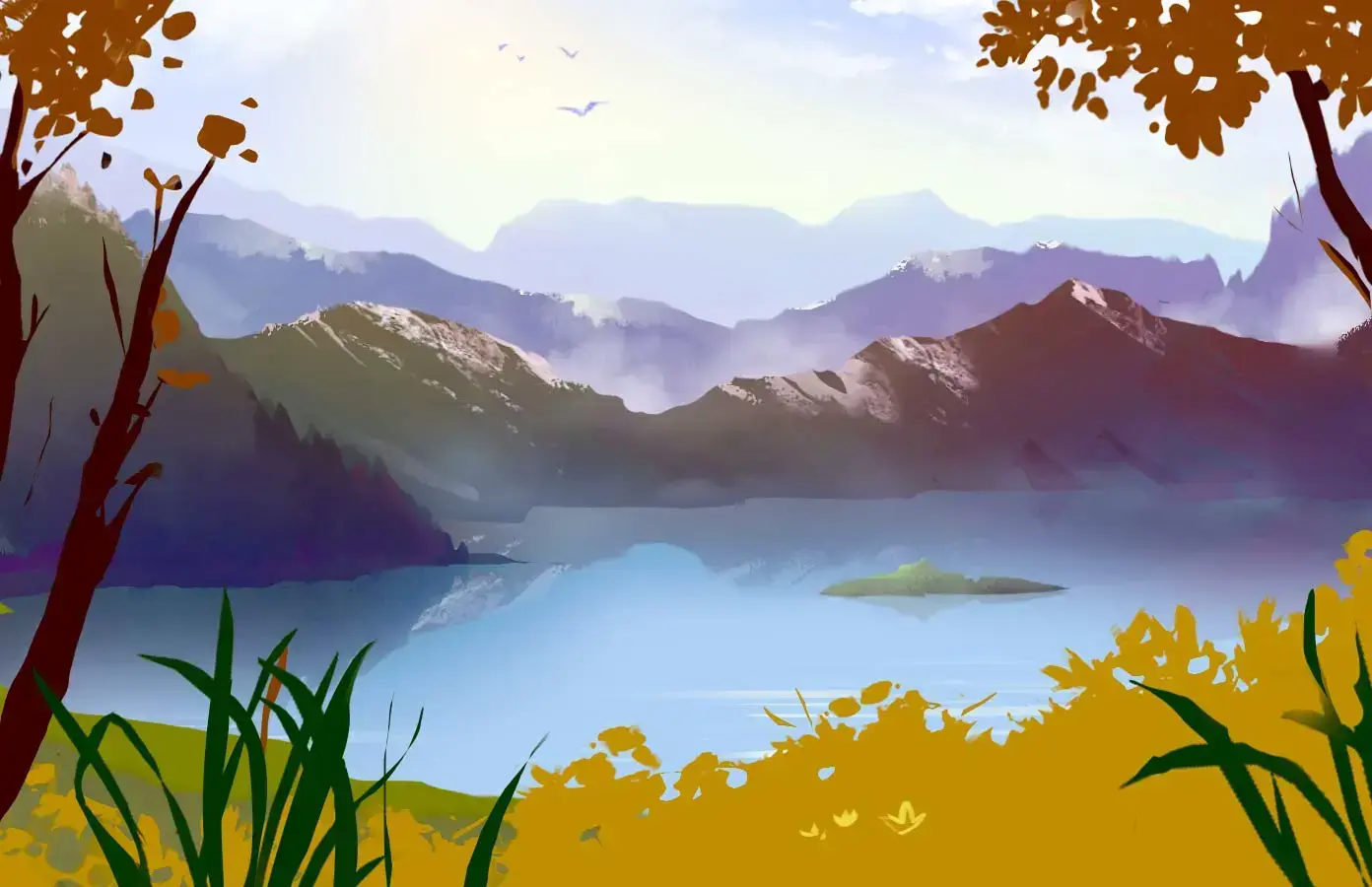 dessin des nuages d’un paysage